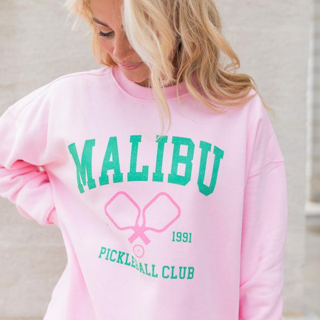 Malibu Pickleball Light Pink Graphic Sweatshirt Product Image