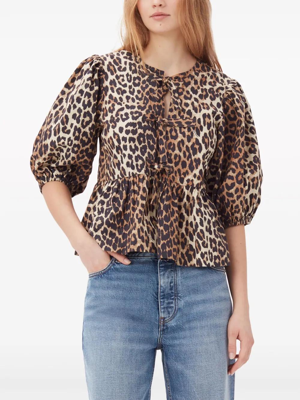 leopard-print organic-cotton blouse Product Image