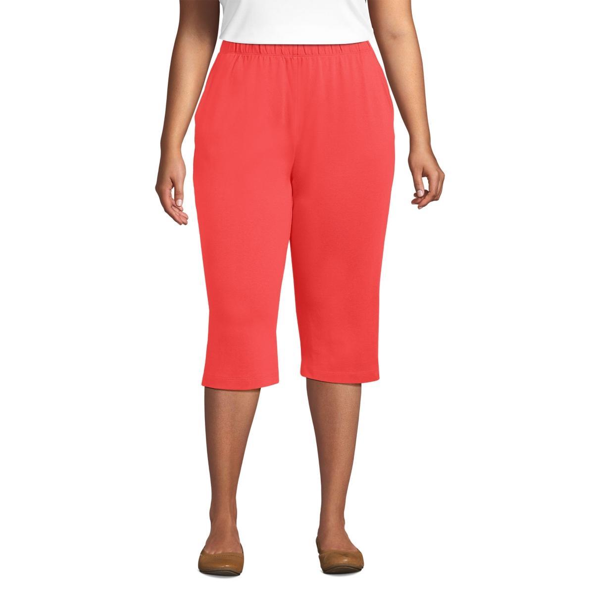 Plus Size Lands End Sport High Waist Pull-On Capri Pants, Womens Product Image