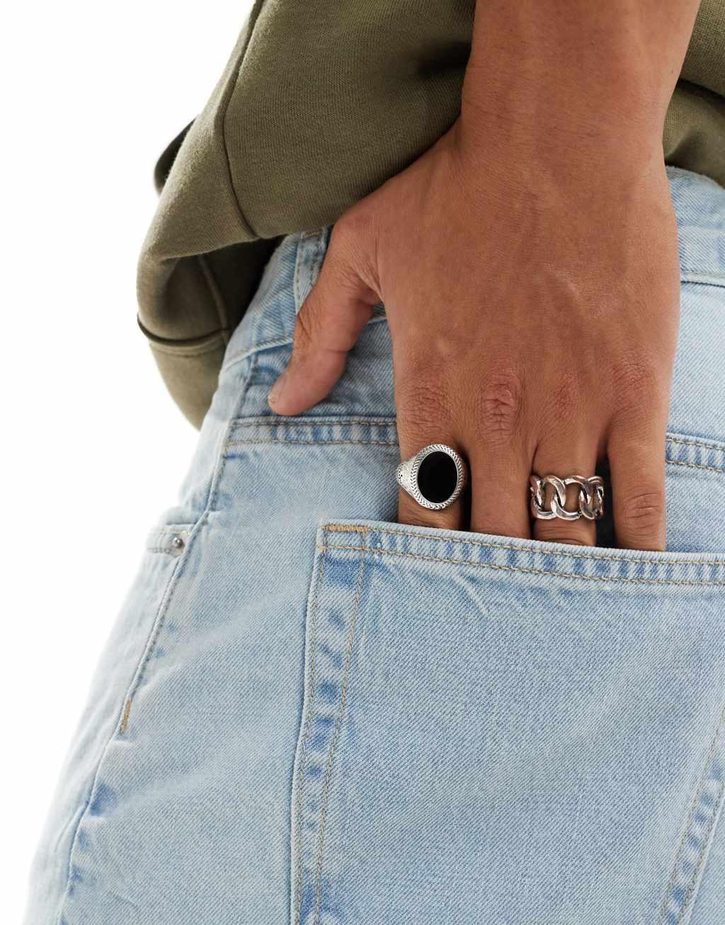 Weekday Space relaxed fit denim shorts in light blue wash Product Image