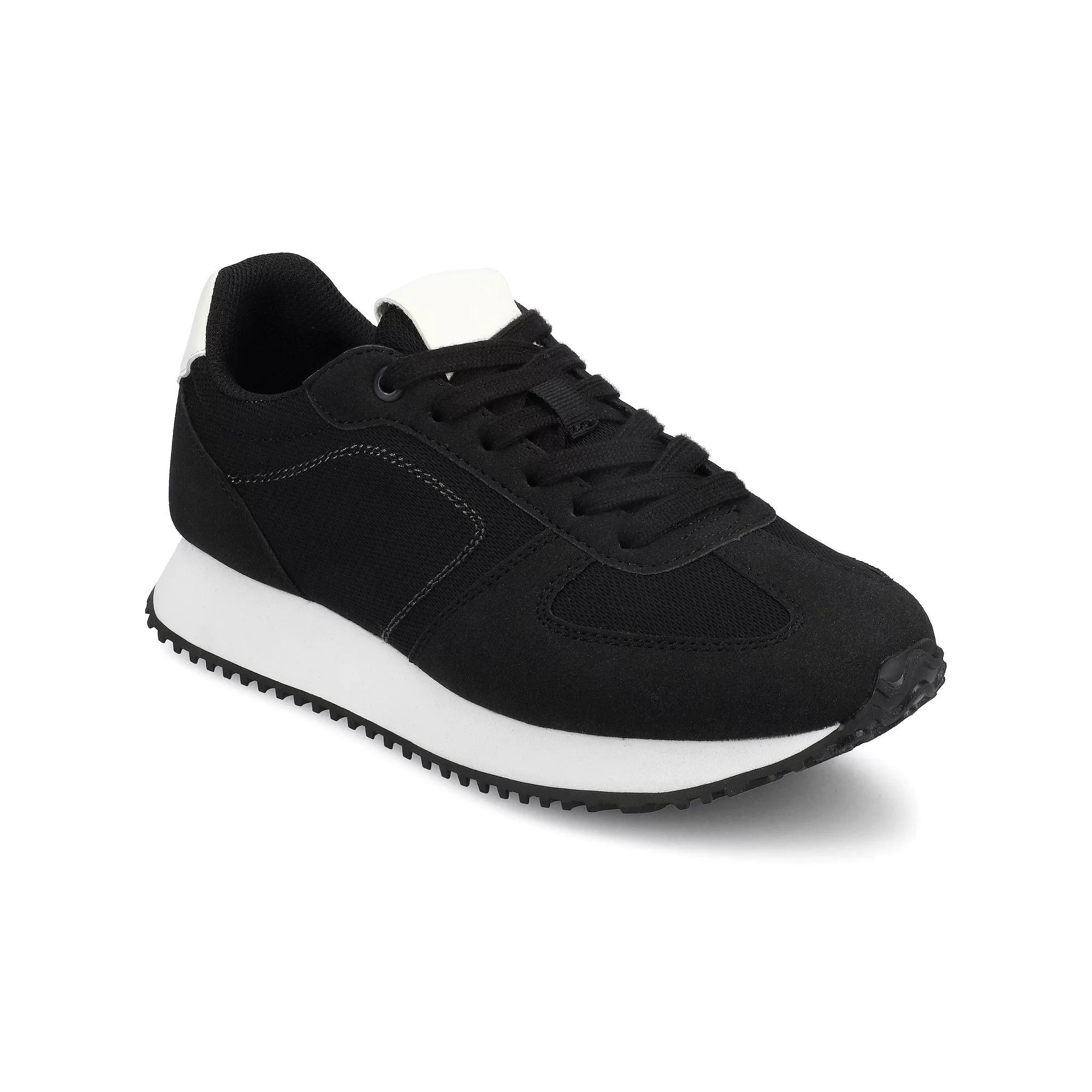 Journee Flow Women's Casual Lace-Up Sneakers, Size: 12, Black Product Image