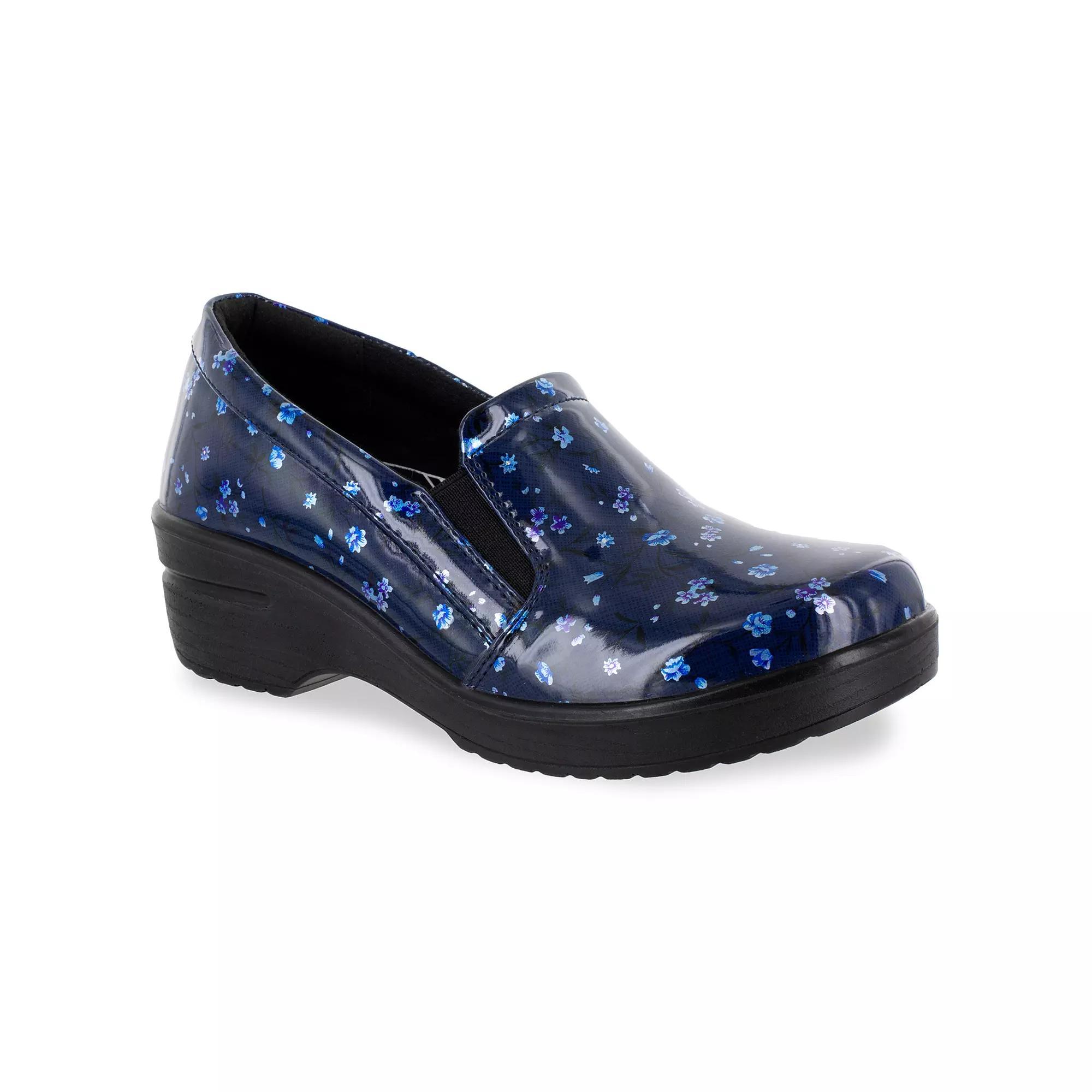 Easy Works by Easy Street Leeza Women's Work Clogs, Size: 12, Blue Floral Product Image
