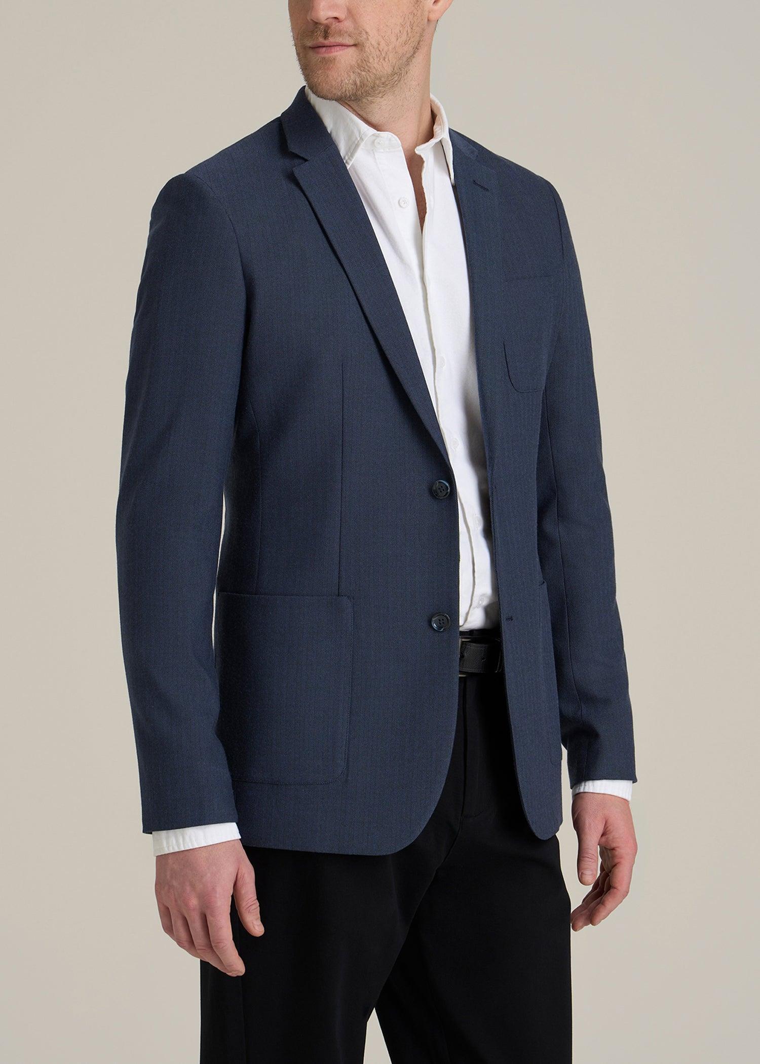 Men's Tall Core Blazer in Navy Blue Herringbone Product Image