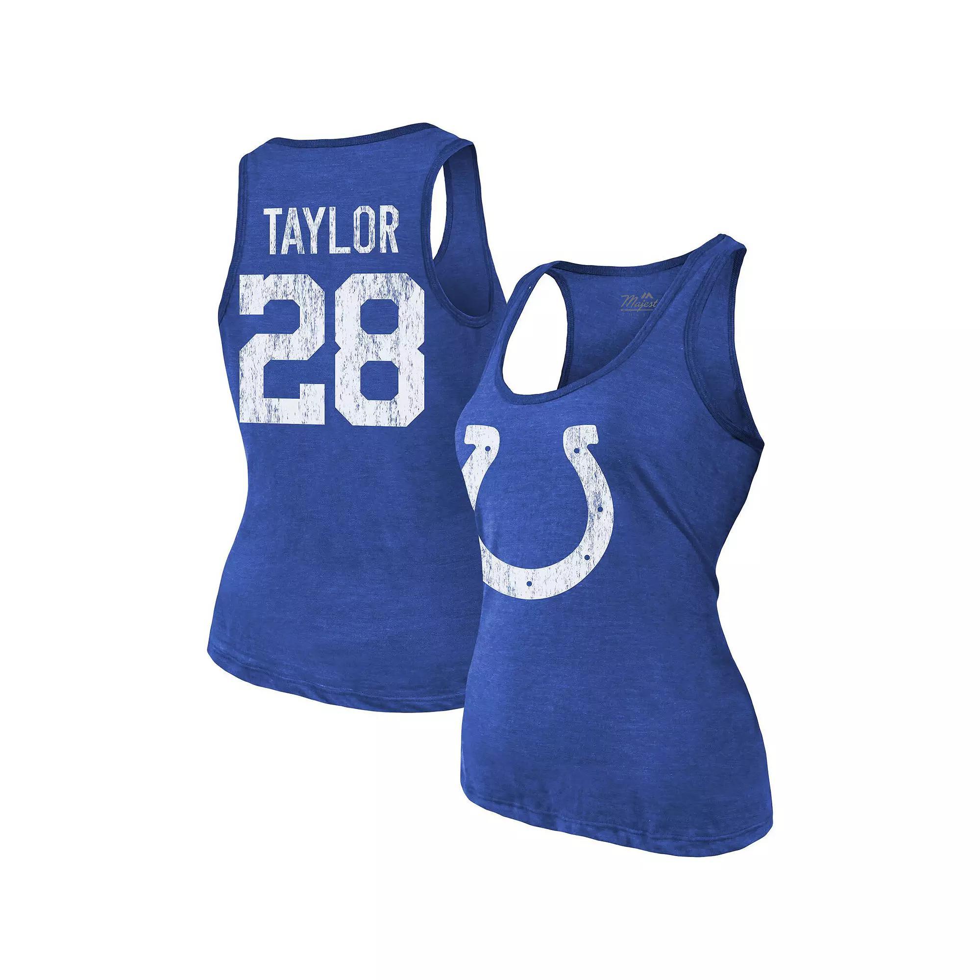 Women's Majestic Threads Jonathan Taylor Royal Indianapolis Colts Player Name & Number Tri-Blend Tank Top, Size: Large, Blue Product Image