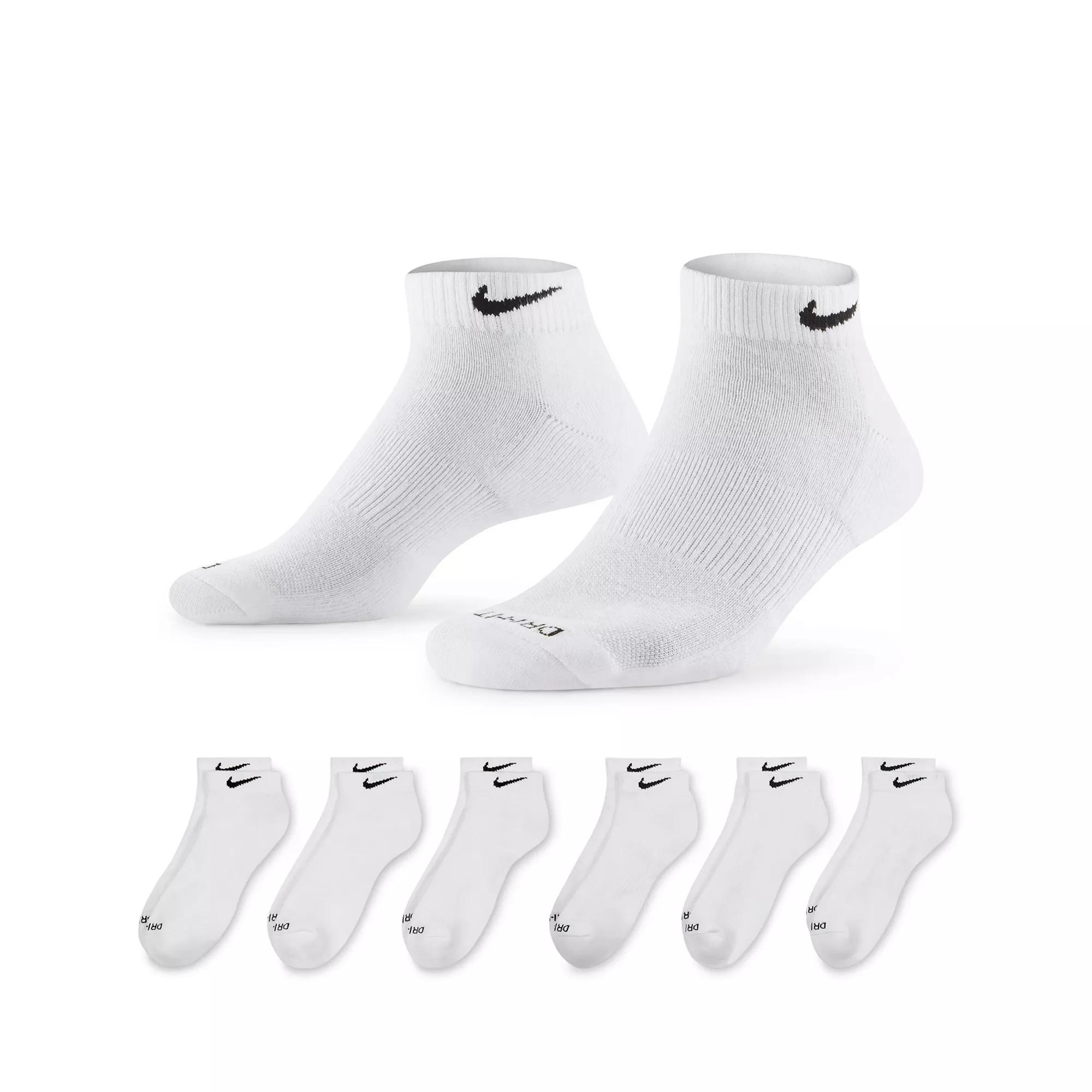 Men's Nike 6-pack Everyday Plus Cushioned Low-Cut Training Socks, Size: 12-15, White Product Image