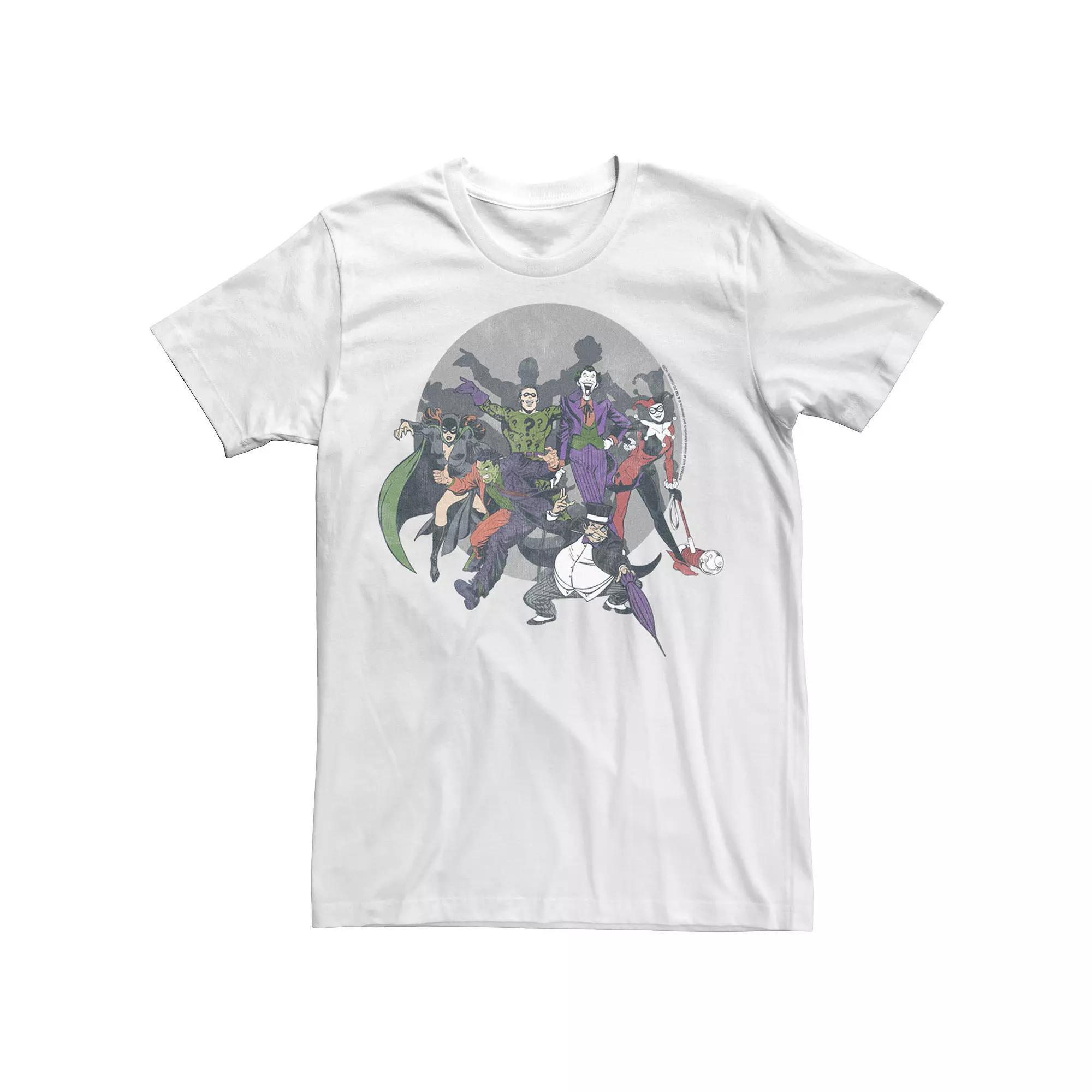 Men's Batman Villains Group Shot Poses Tee, Size: Small, White Product Image
