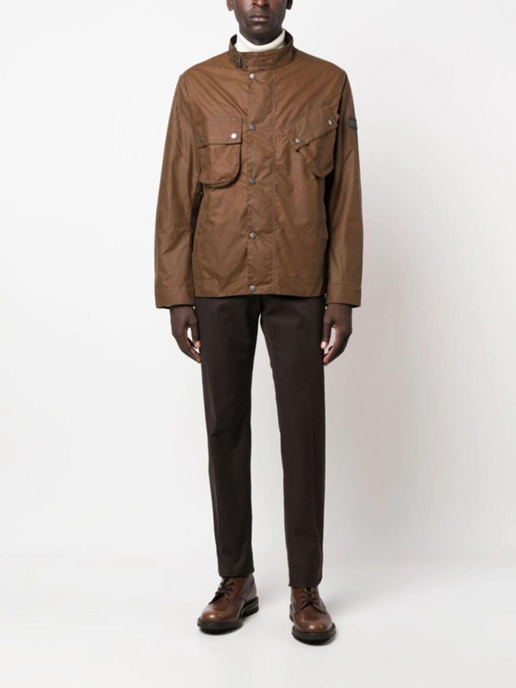 BARBOUR Buckle-collar Cotton Lightweight Jacket In Brown Product Image
