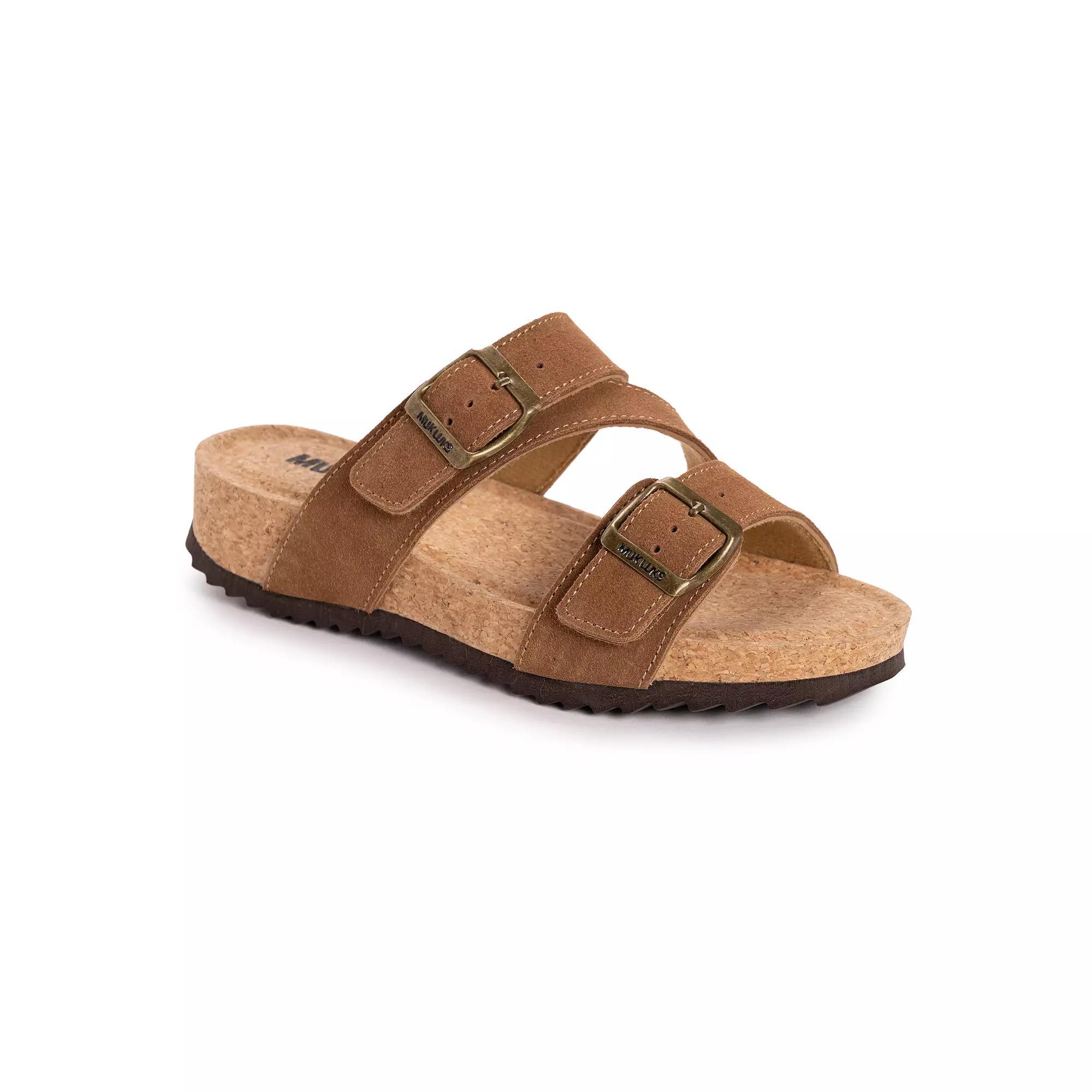 MUK LUKS Poppy Womens Suede Slide Sandals Red Product Image