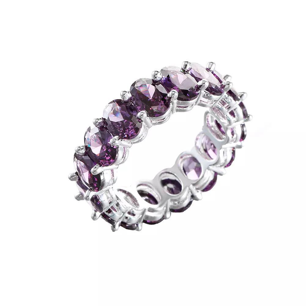 City Luxe Crystal Eternity Band Ring, Women's, Size: 8, February Silver Tone Product Image