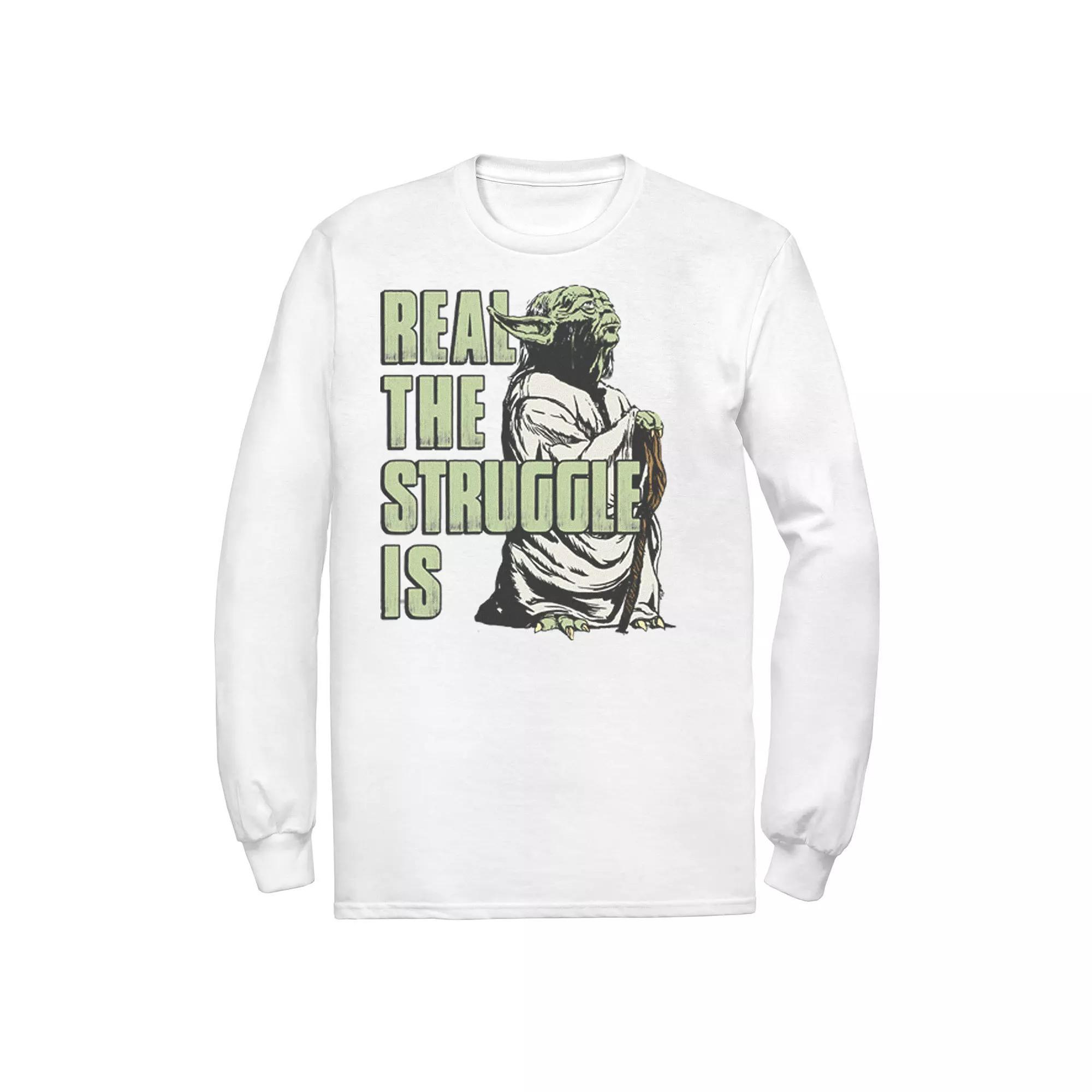 Men's Star Wars Yoda Real The Struggle Is Tee, Size: Medium, Athletic Grey Product Image
