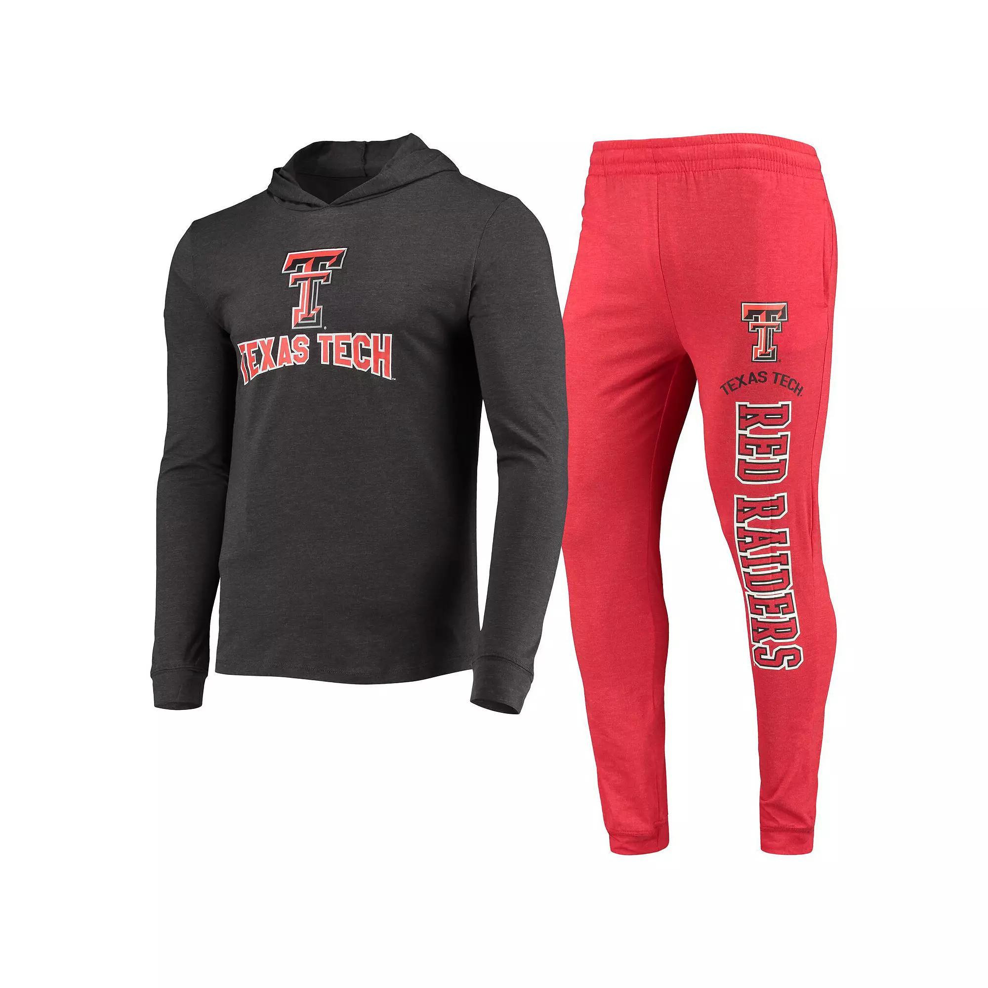 Men's Concepts Sport Red/Heather Charcoal Texas Tech Red Raiders Meter Long Sleeve Hoodie T-Shirt & Jogger Pajama Set, Size: Small Product Image