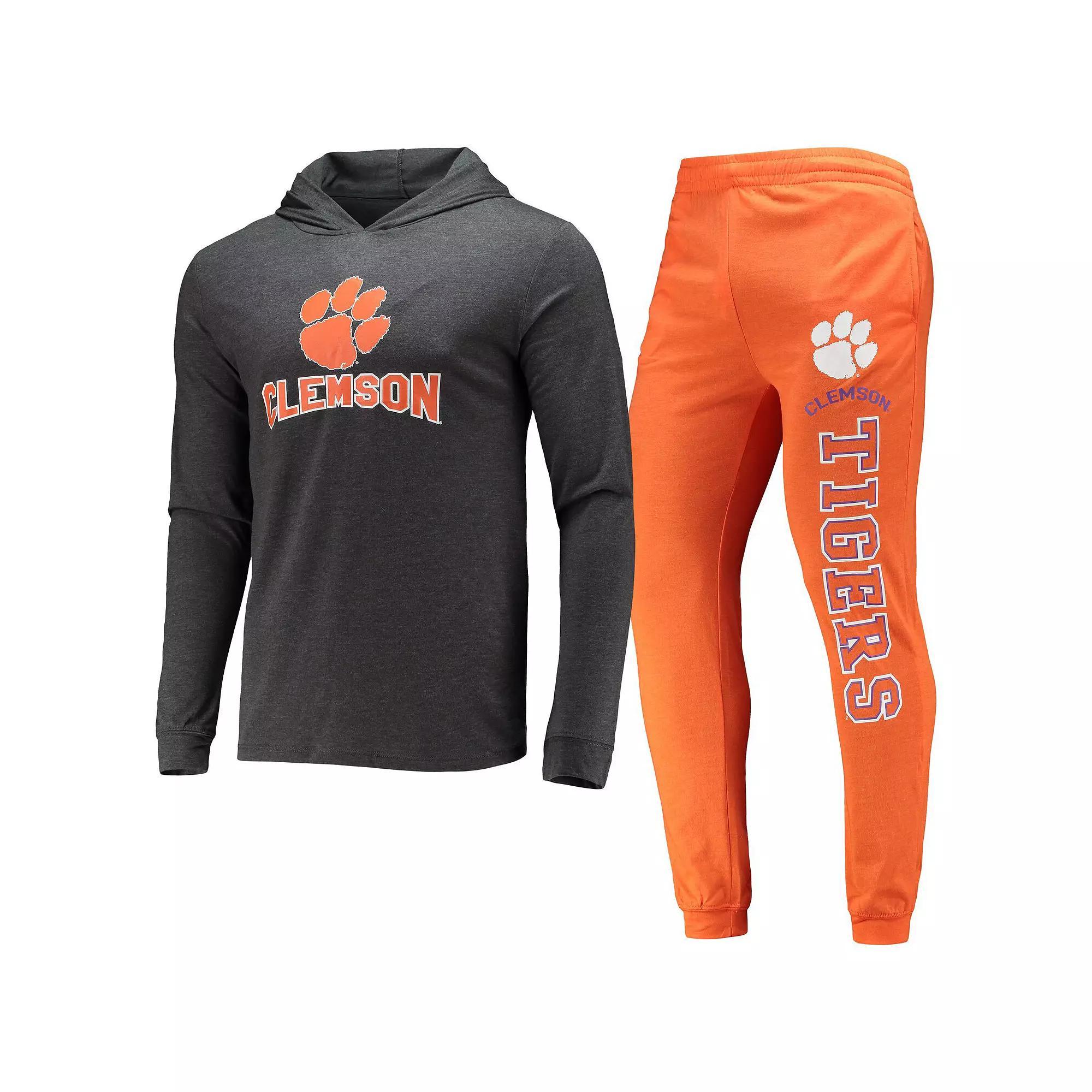 Men's Concepts Sport Orange/Charcoal Clemson Tigers Meter Long Sleeve Hoodie T-Shirt & Jogger Pants Set, Size: Medium Product Image