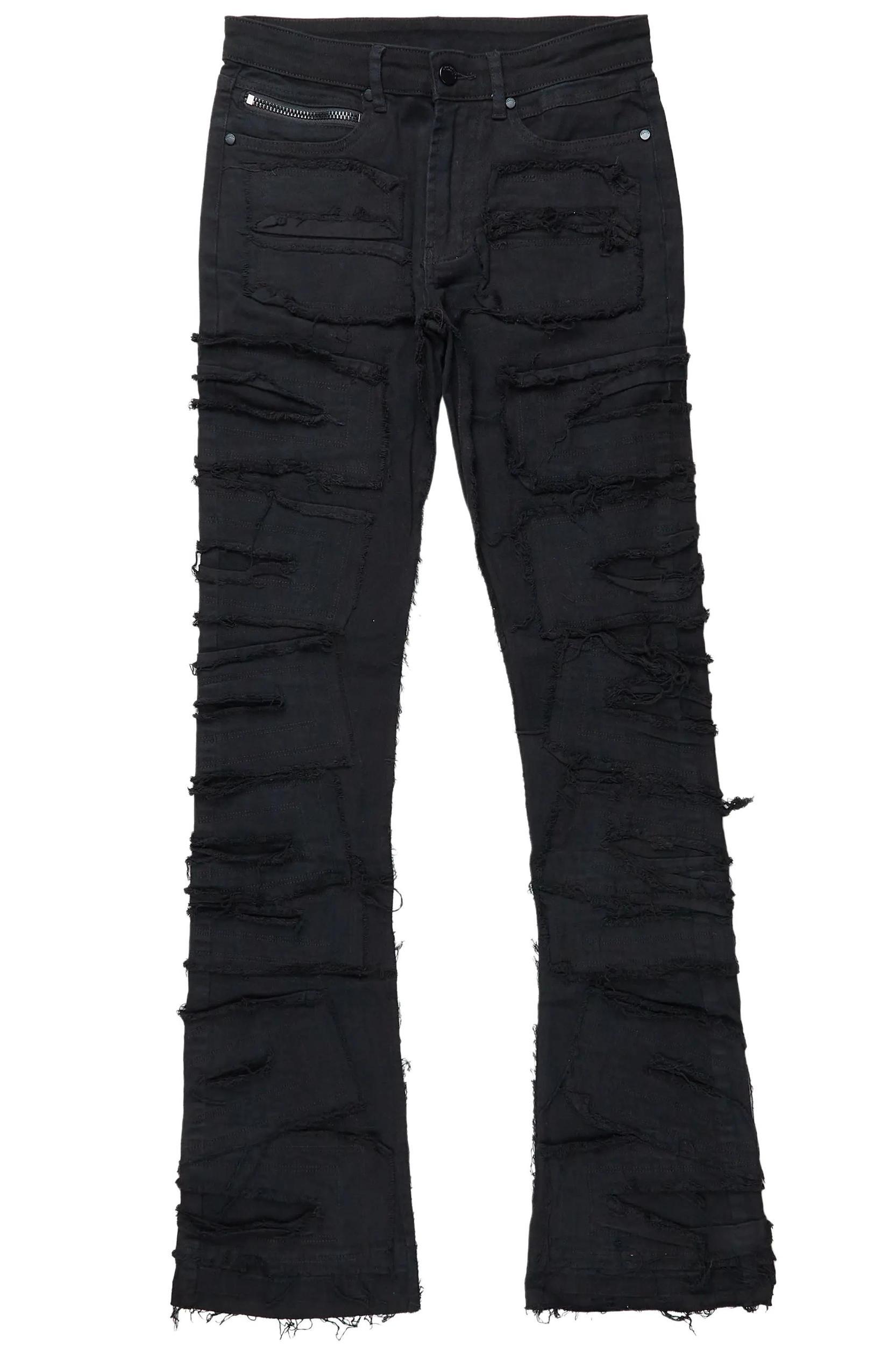 Wayland Black Stacked Flare Jean Male Product Image