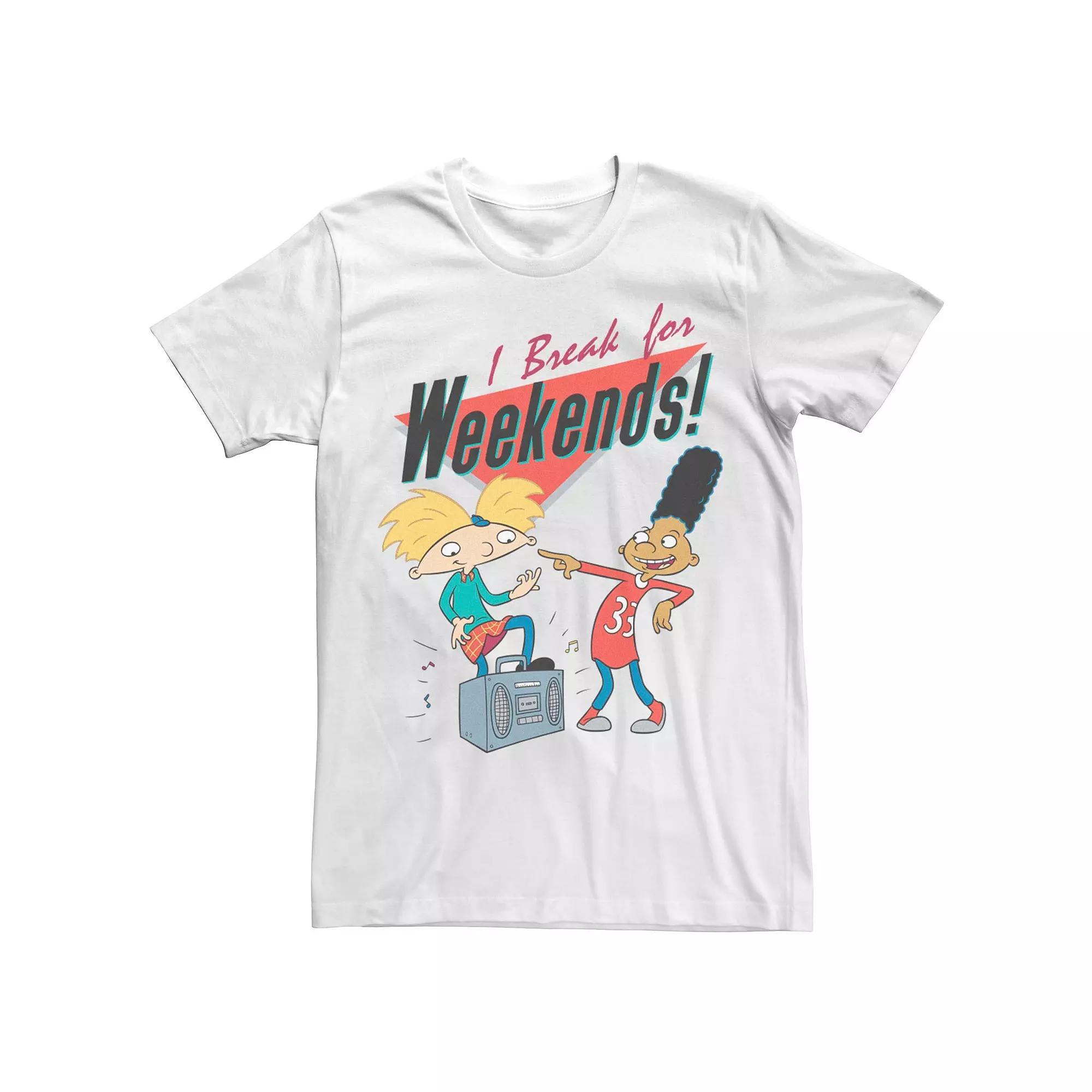Men's Hey Arnold I Break For Weekends Tee, Size: Small, White Product Image