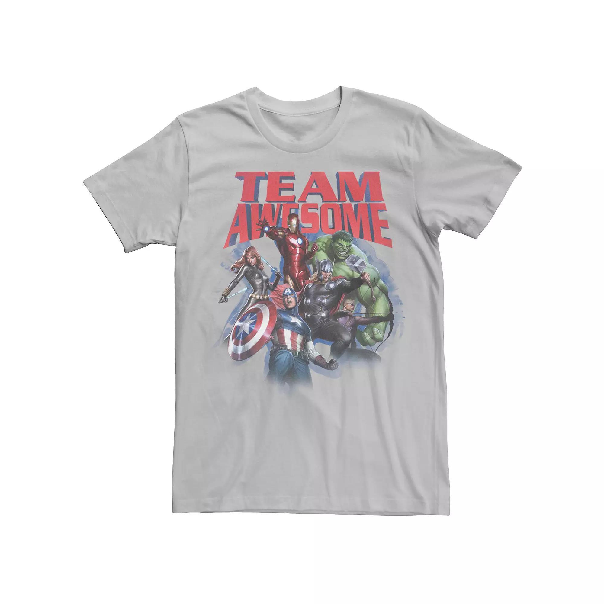 Men's Marvel Avengers Team Awesome Group Shot Graphic Tee, Size: XL, Silver Product Image