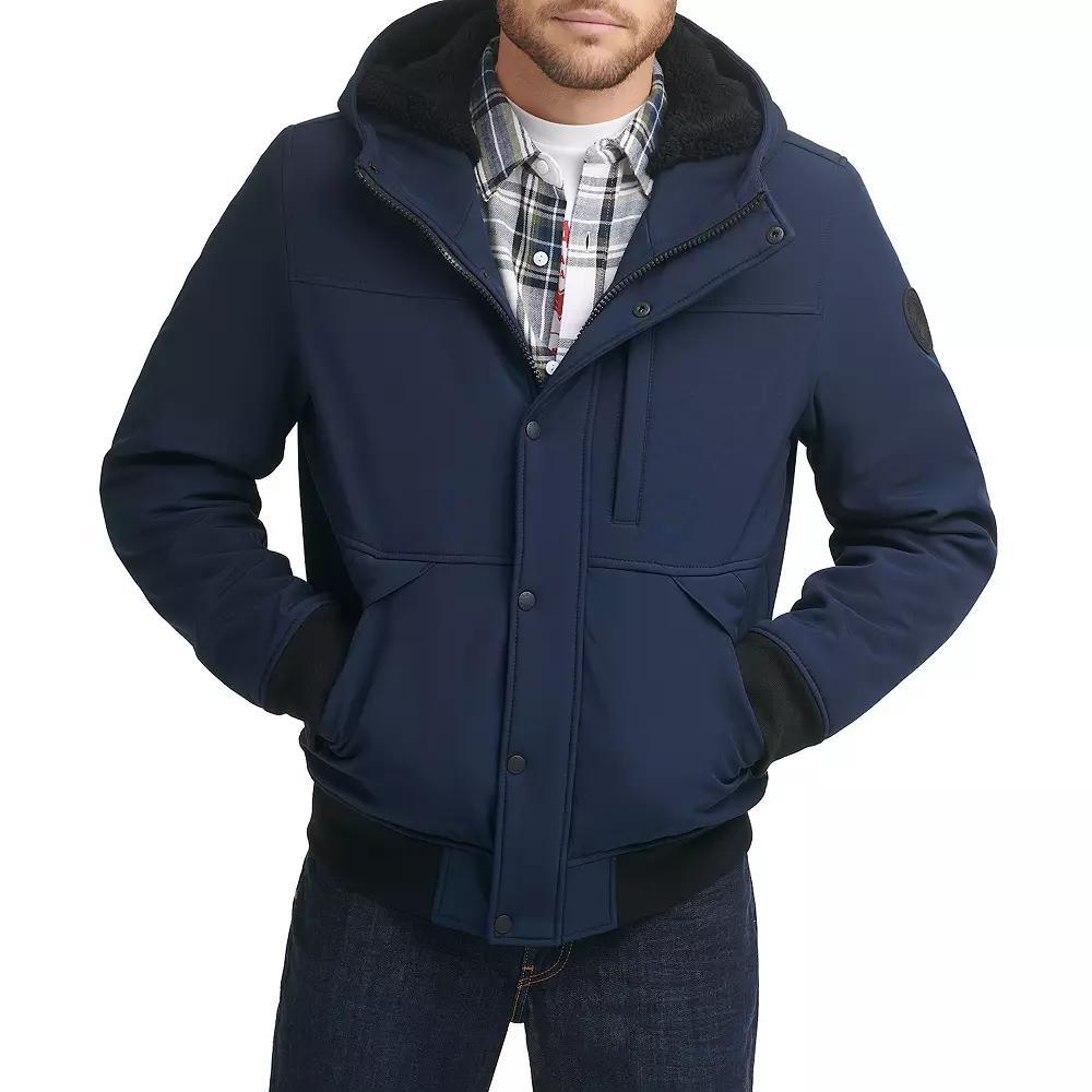 Men's Levi's® Mixed Media Hooded Bomber Jacket, Size: Medium, Green Product Image