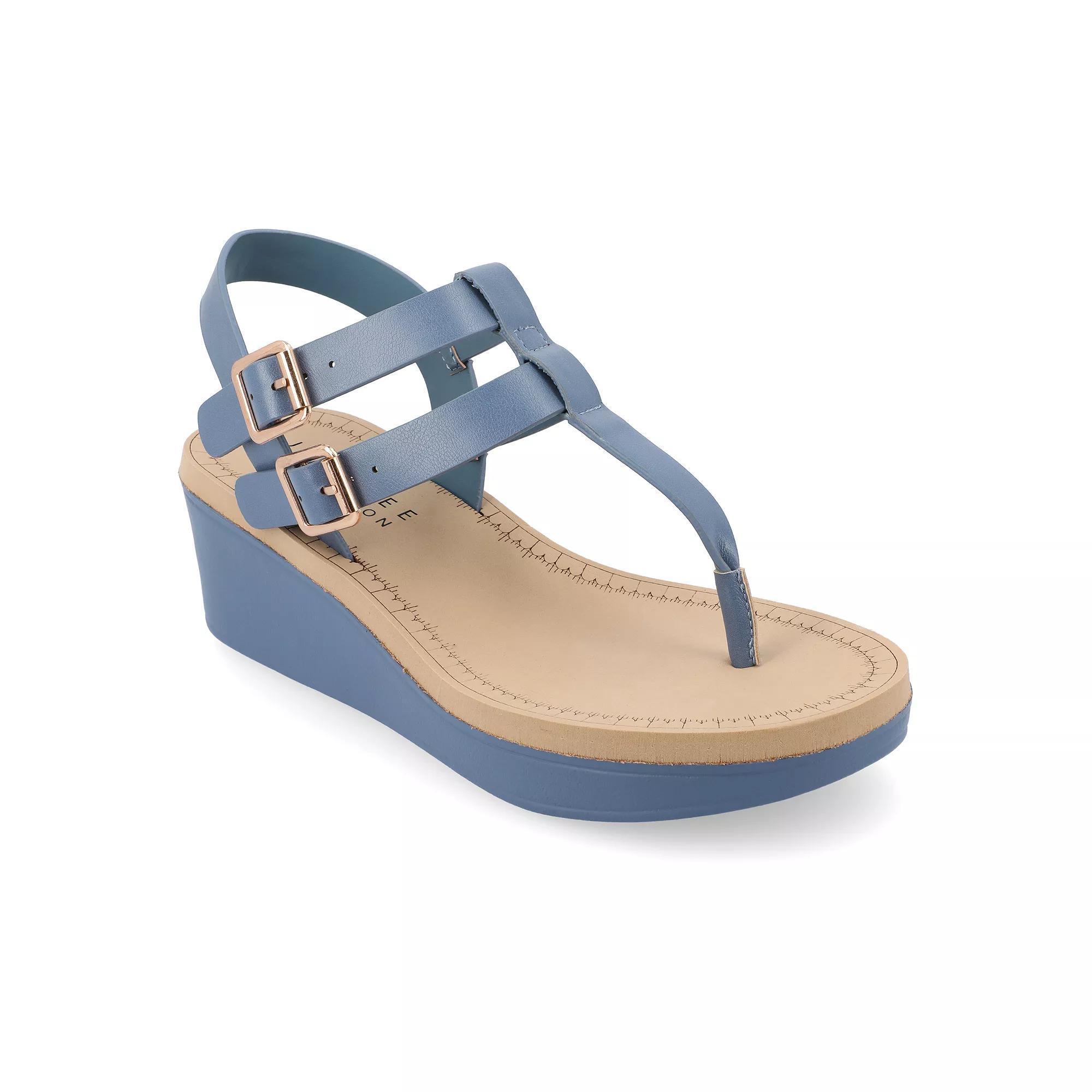 Journee Bianca Women's Wedge Sandals, Size: 8.5, Blue Product Image