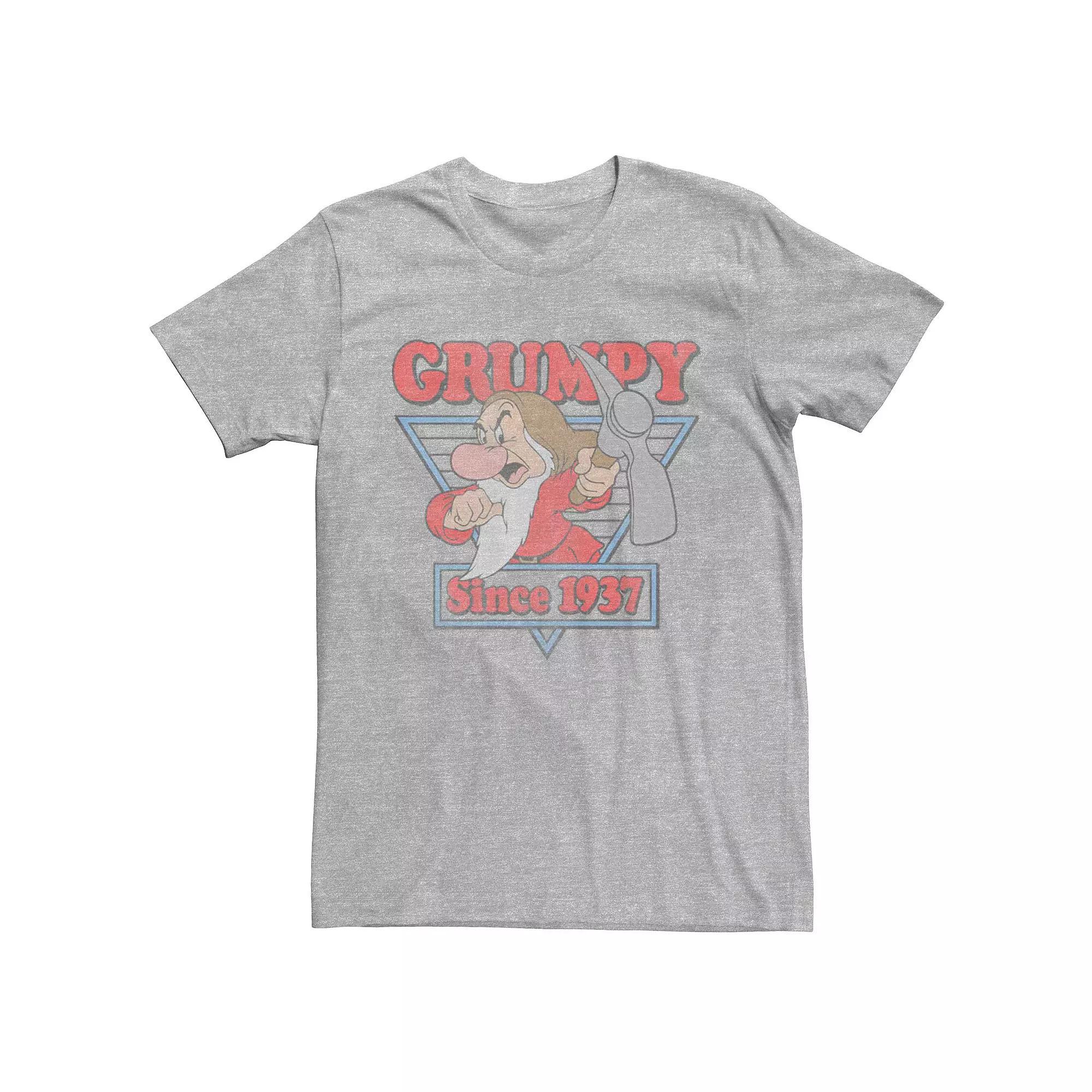 Disneys Snow White Grumpy Mens Since 1937 Logo Graphic Tee Athletic Grey Product Image