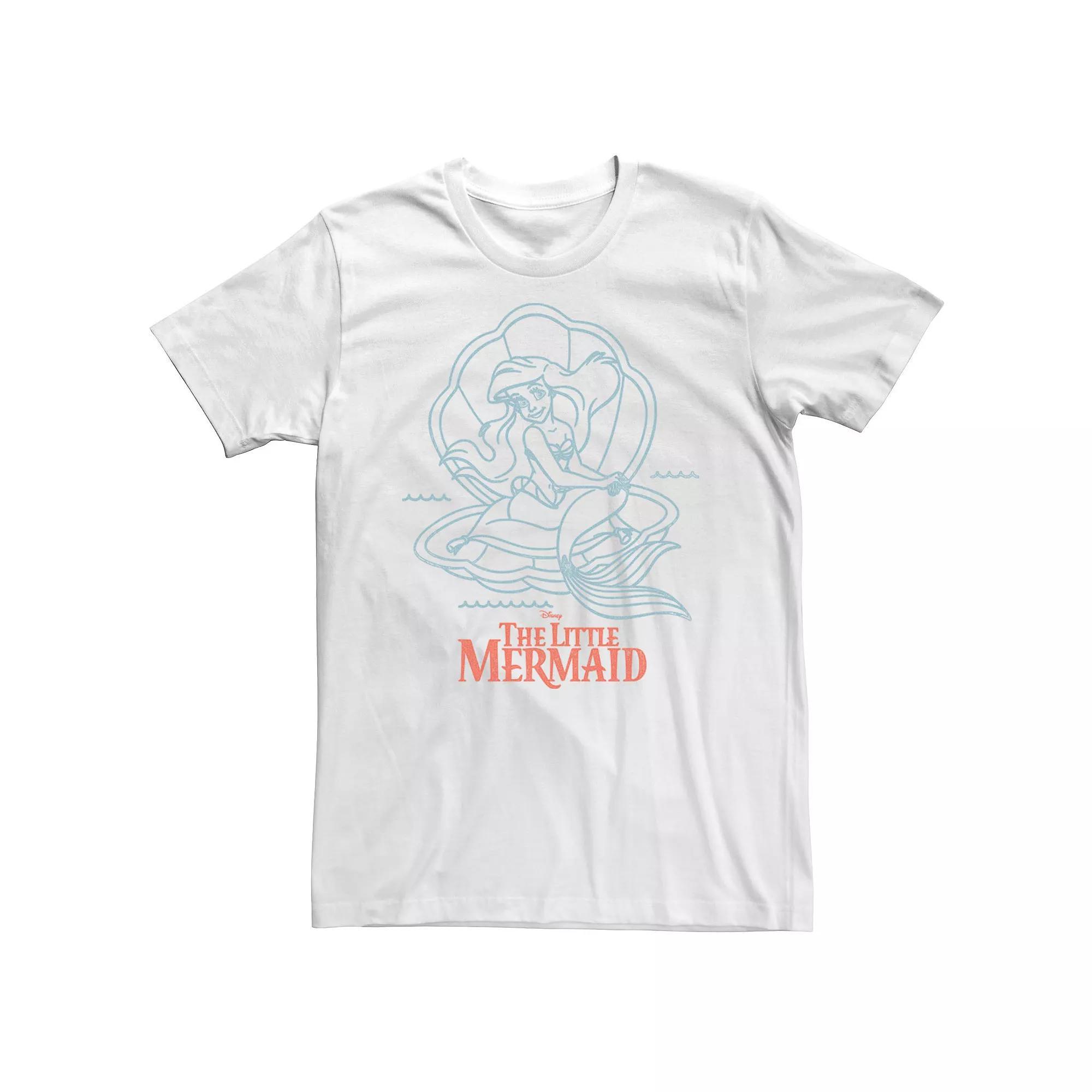 Men's Disney's The Little Mermaid Ariel Line Art Portrait Tee, Size: 3XL, White Product Image