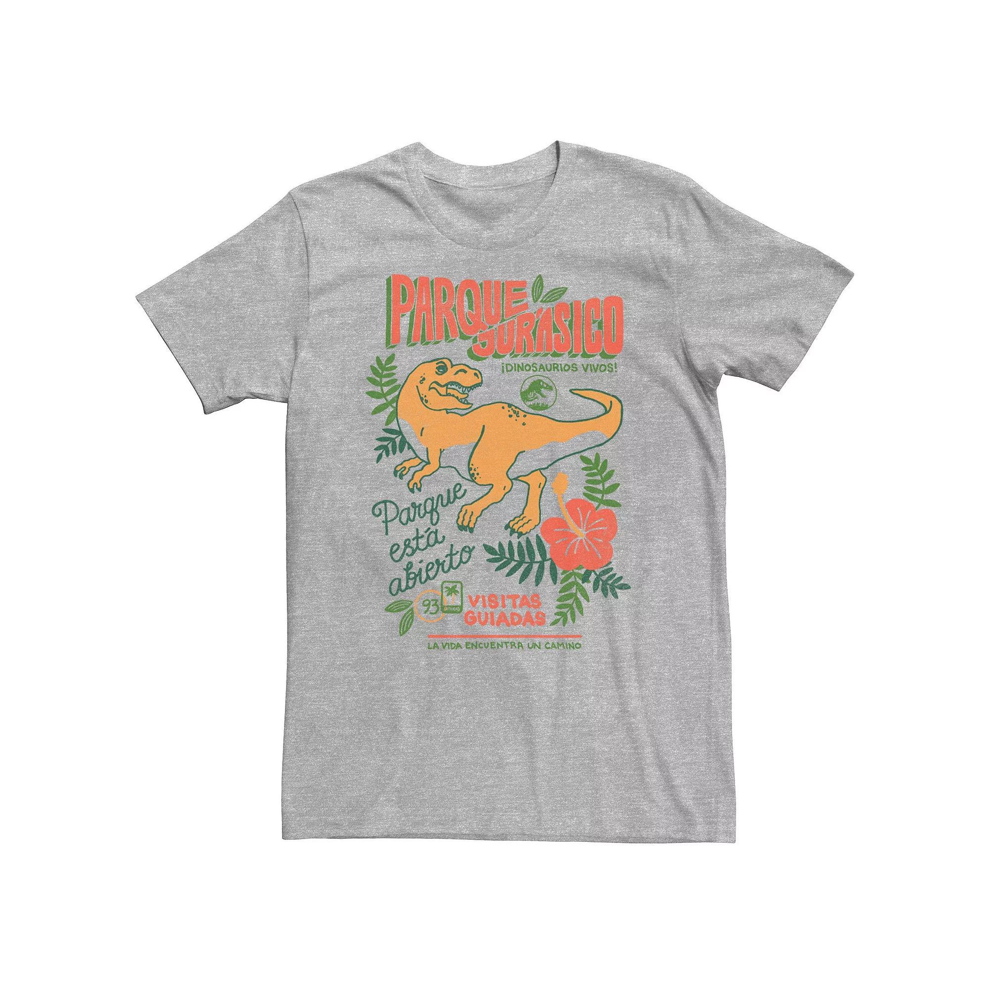 Big & Tall Jurassic Park Spanish Opening Day Poster Tee, Men's, Size: XXL Tall, Athletic Grey Product Image