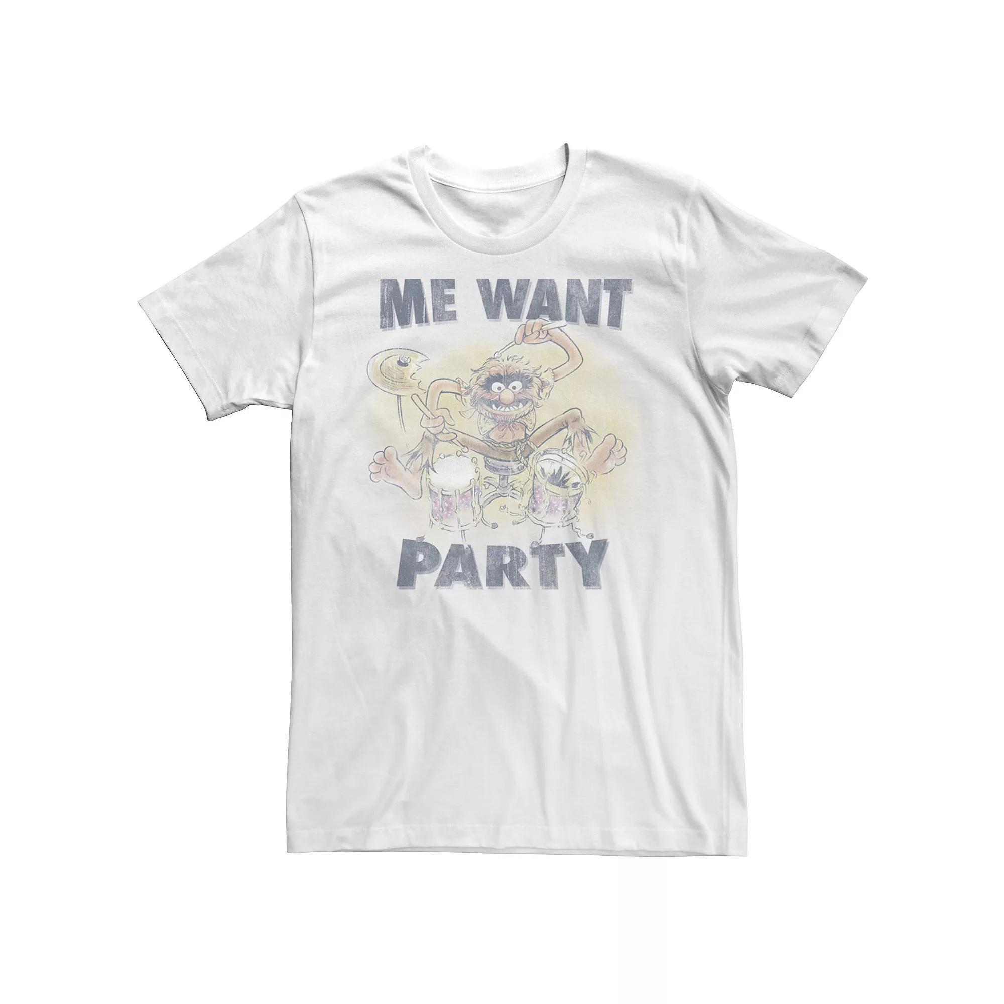 Men's The Muppets Animal Me Want Party Graphic Tee, Size: XS, White Product Image