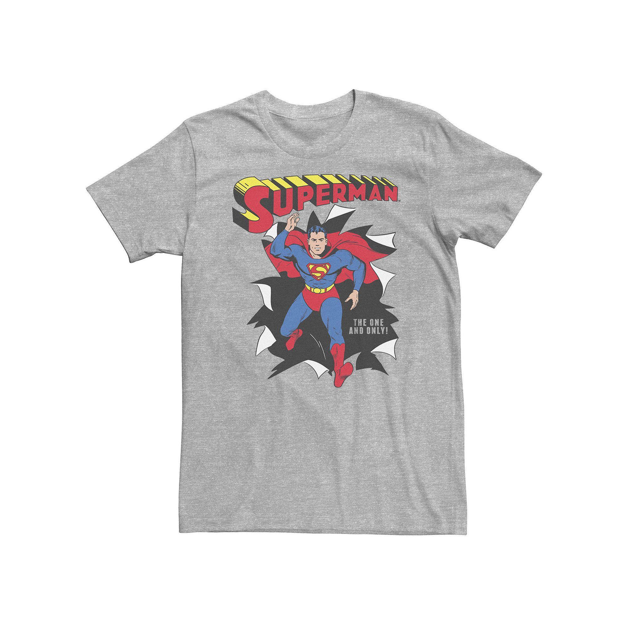 Big & Tall DC Comics Superman Through Wall Poster Tee, Men's, Size: Large Tall, Athletic Grey Product Image