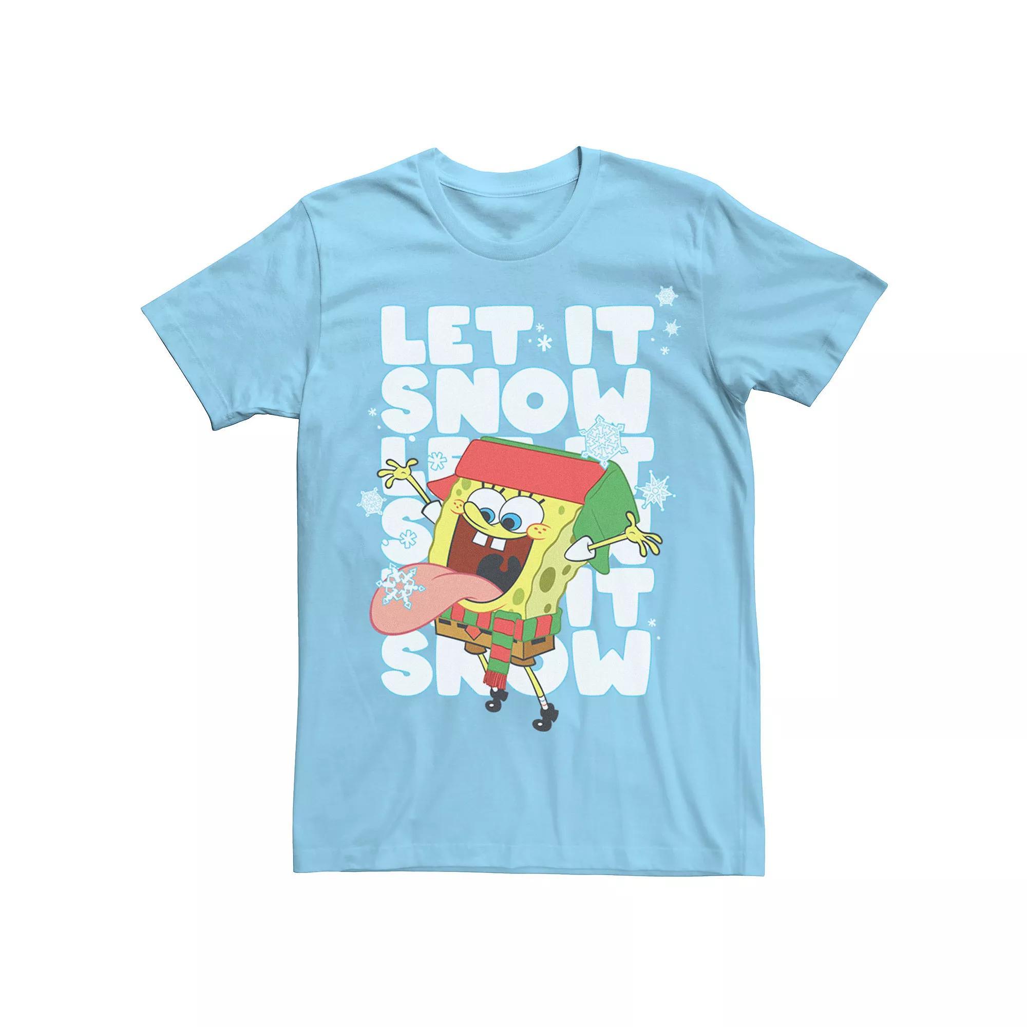 Mens Spongebob Squarepants Let It Snow Tee Grey Product Image
