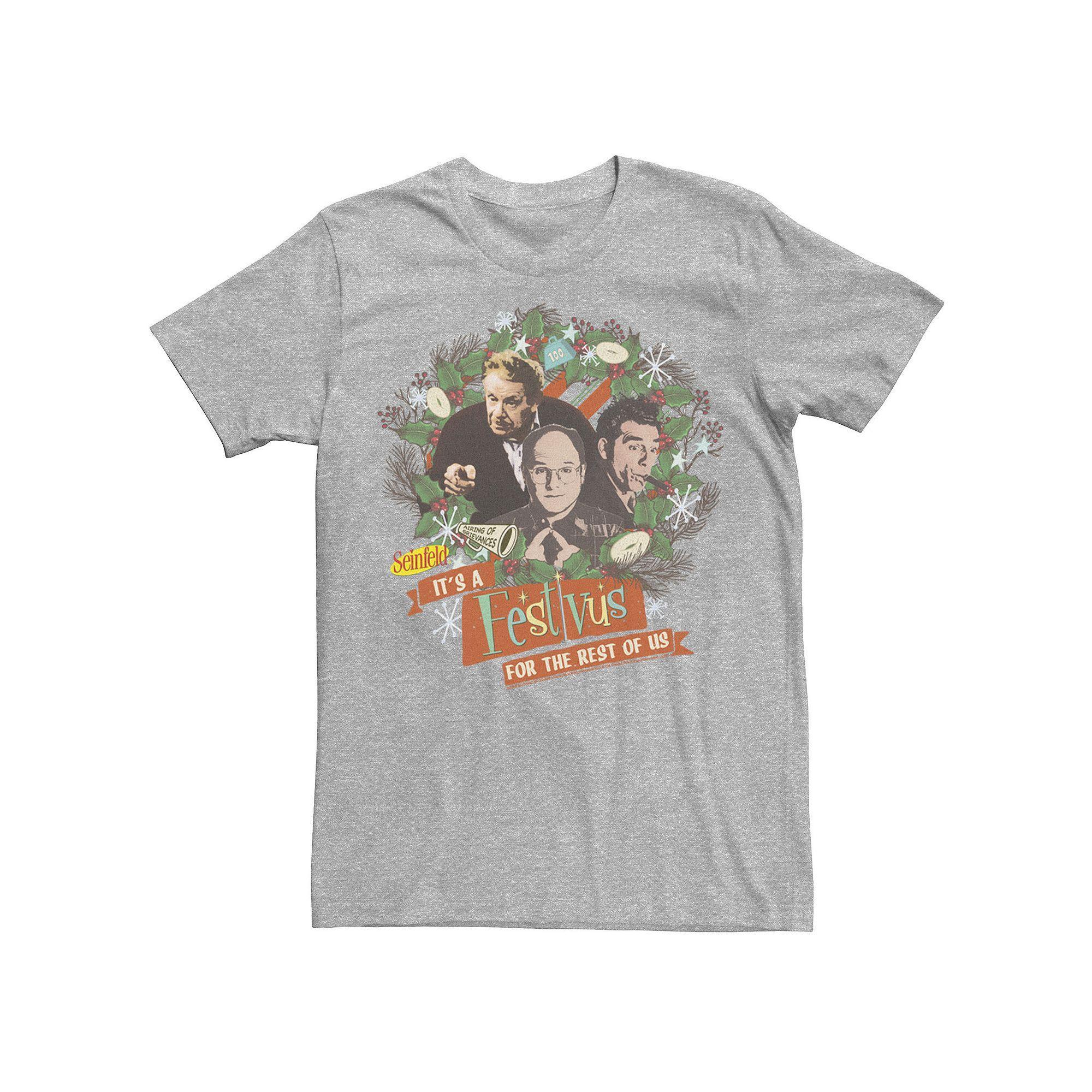 Men's Seinfeld Festivus It's A Festivus For The Rest OF Us Wreath Tee, Size: Large, Athletic Grey Product Image