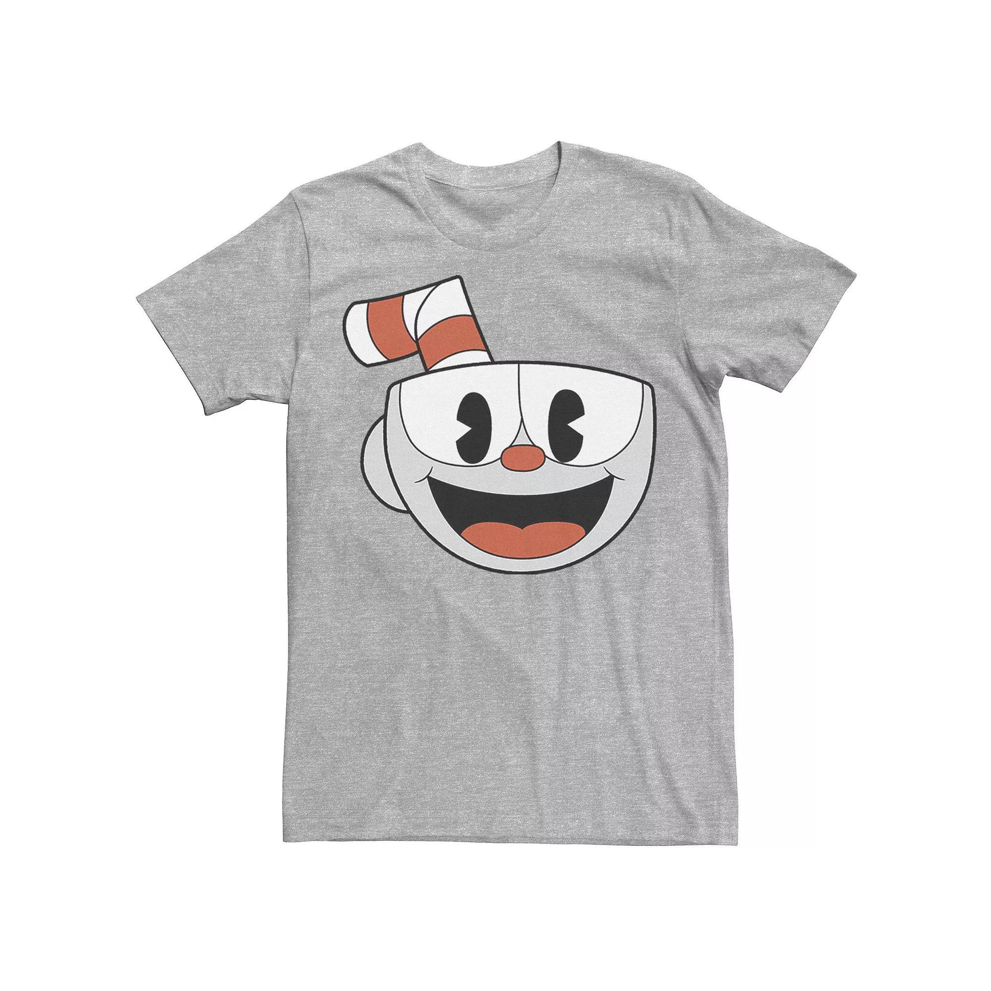 Men's The Cuphead Show Big Smiling Face Video Game Tee, Size: Large, Athletic Grey Product Image