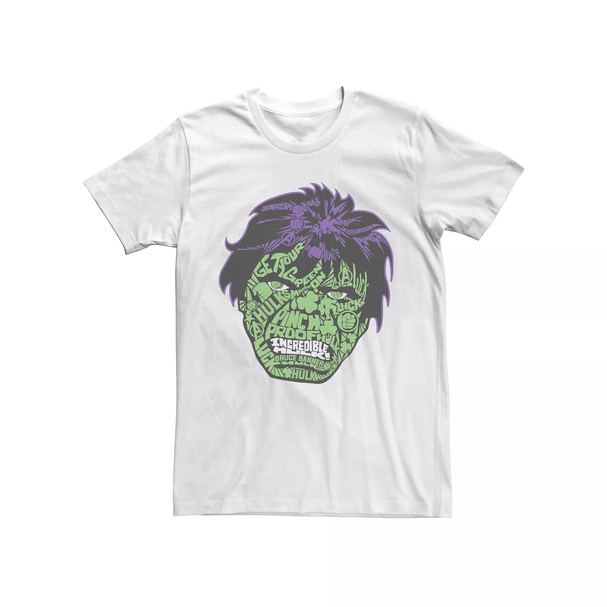 Men's Marvel Hulk Head Shot St. Patty's Tee, Size: XXL, White Product Image