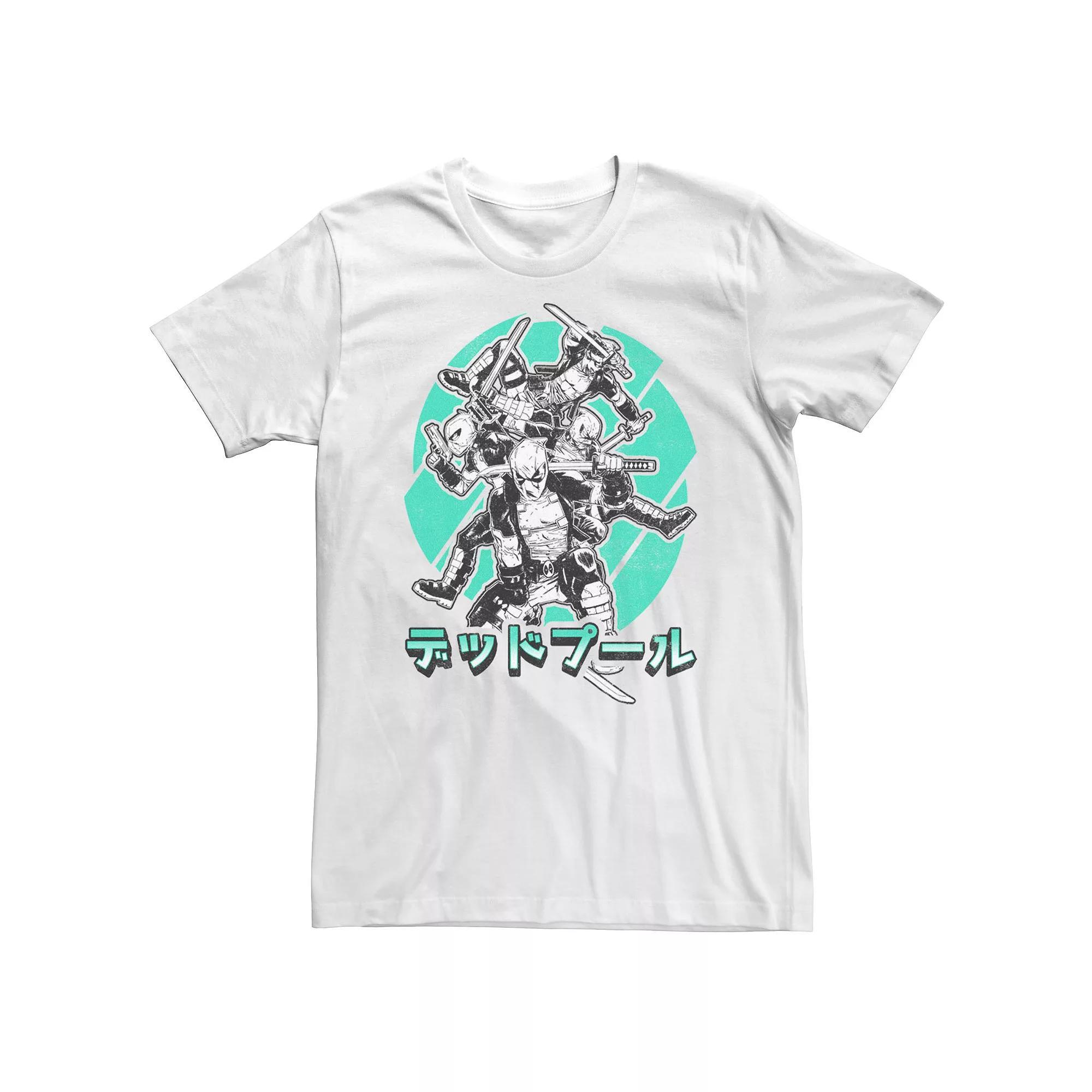 Big & Tall Marvel Deadpool Kanji Various Fighting Poses Tee, Men's, Size: 3XL Tall, White Product Image
