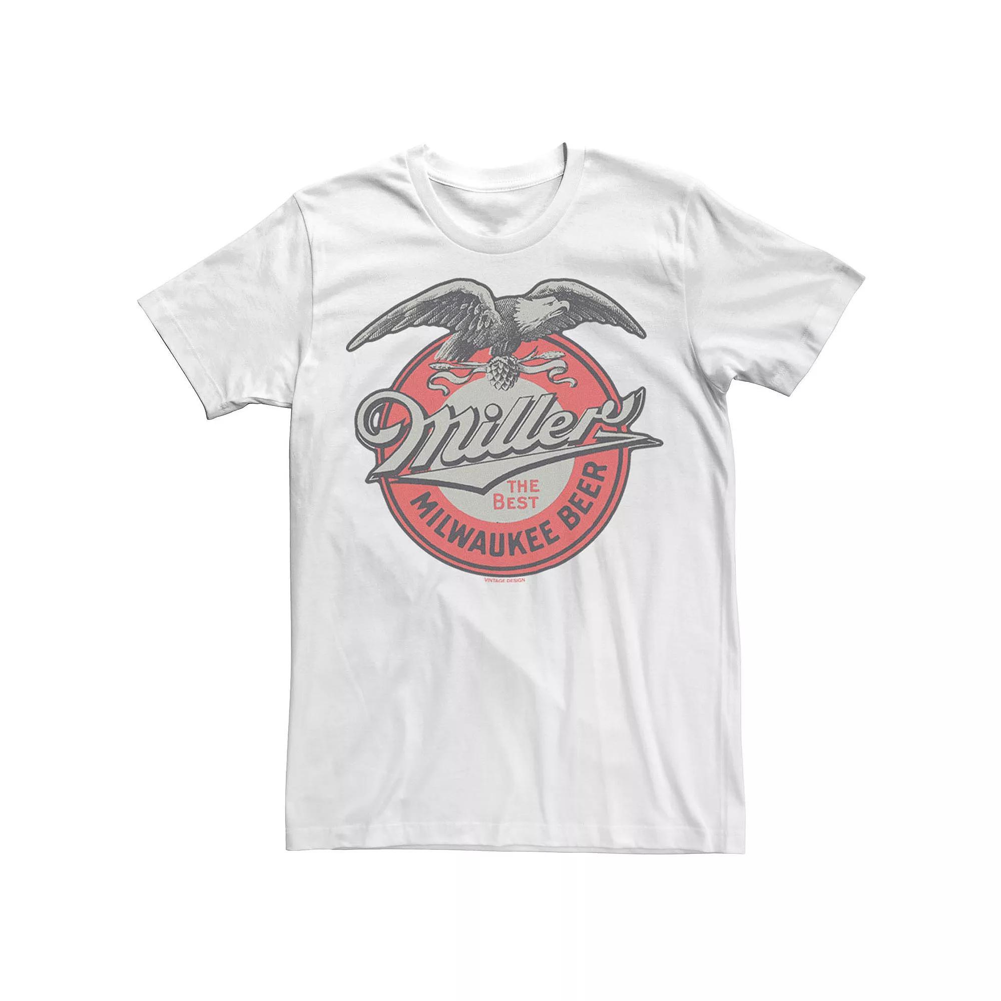 Big & Tall Miller Coors Milwaukee Beer Retro Label Logo Tee, Men's, Size: XXL Tall, White Product Image
