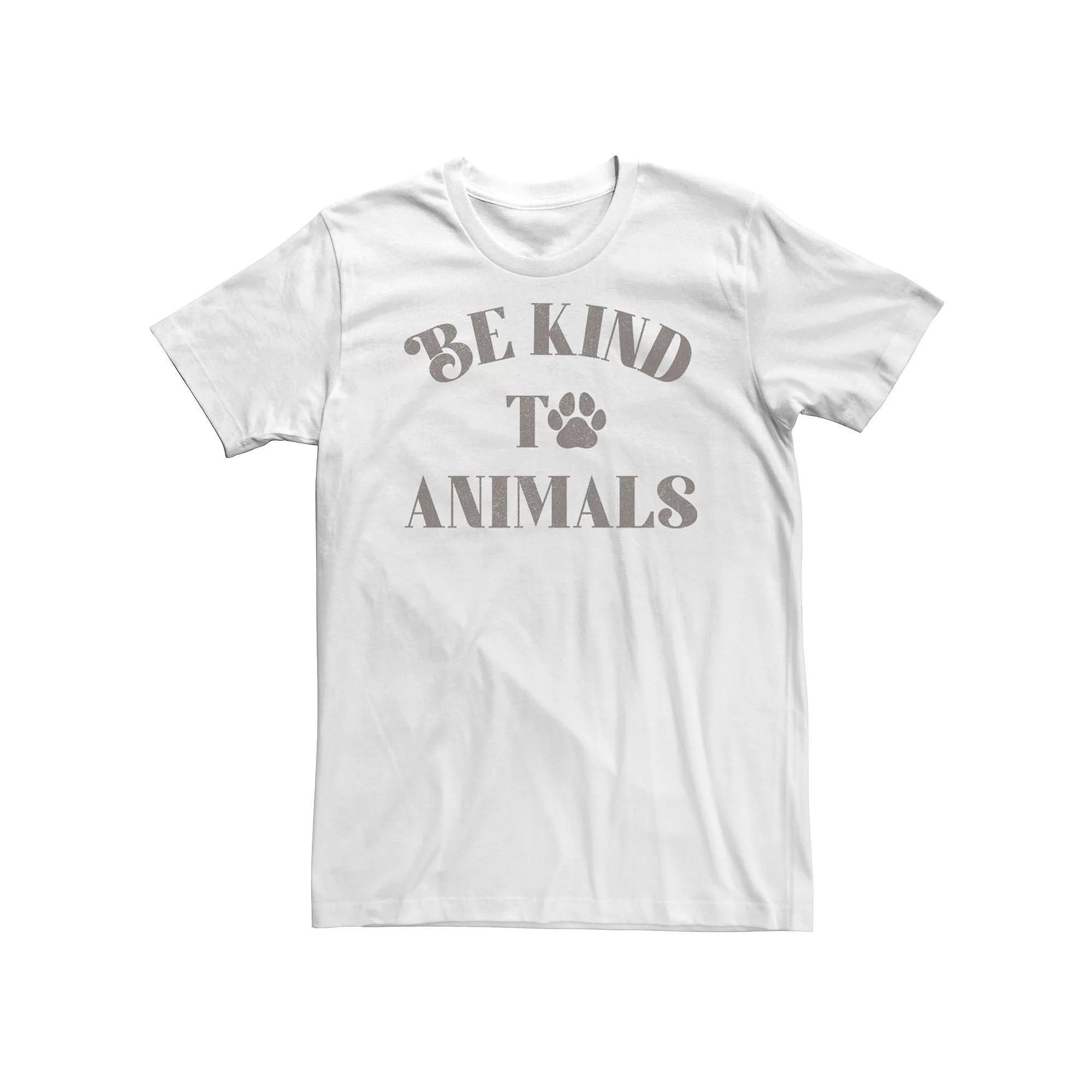 Big & Tall Trendy "Be Kind To Animals" Tee, Men's, Size: XL Tall, White Product Image