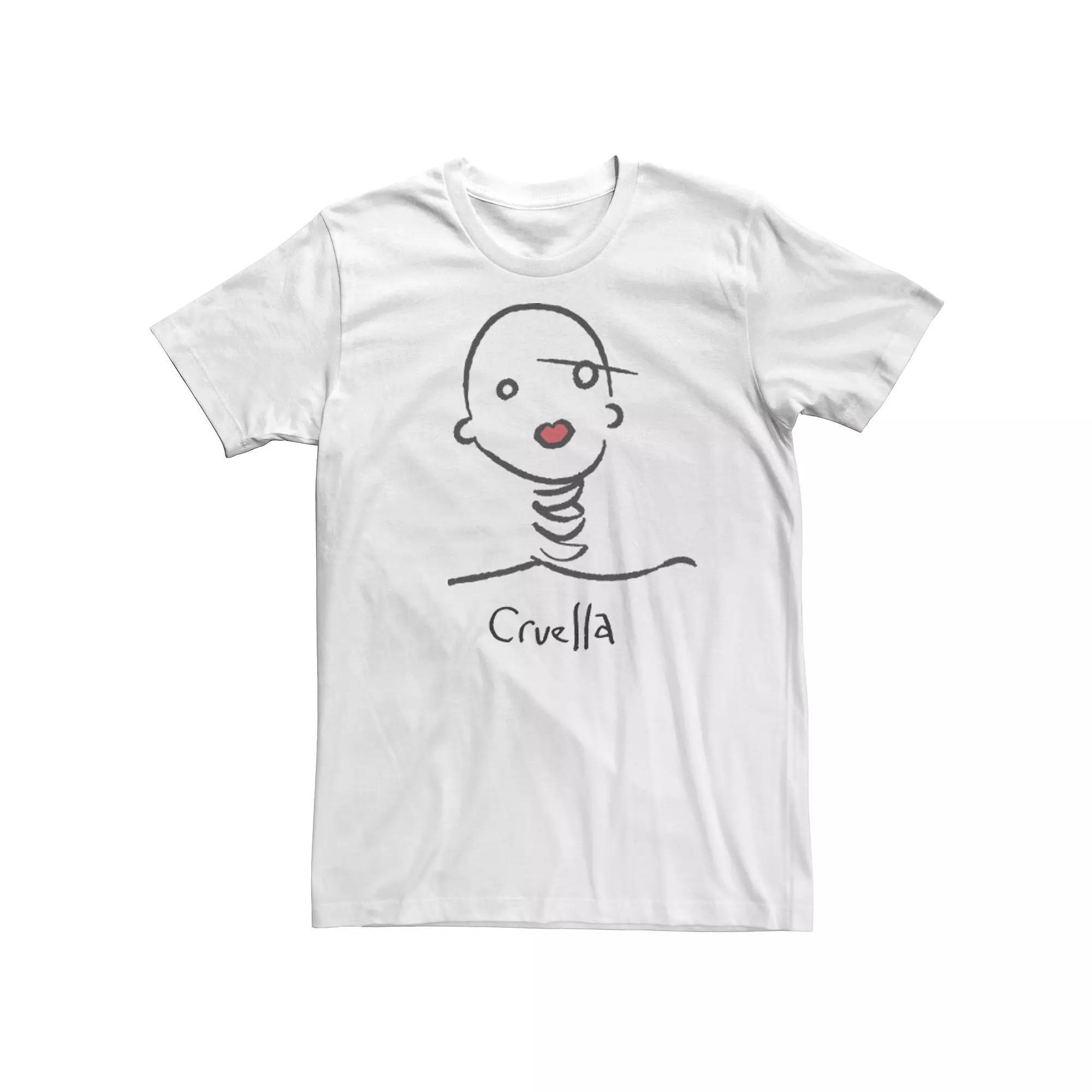 Big & Tall Disney Cruella Fashion Doodle Tee, Men's, Size: 3XL Tall, White Product Image