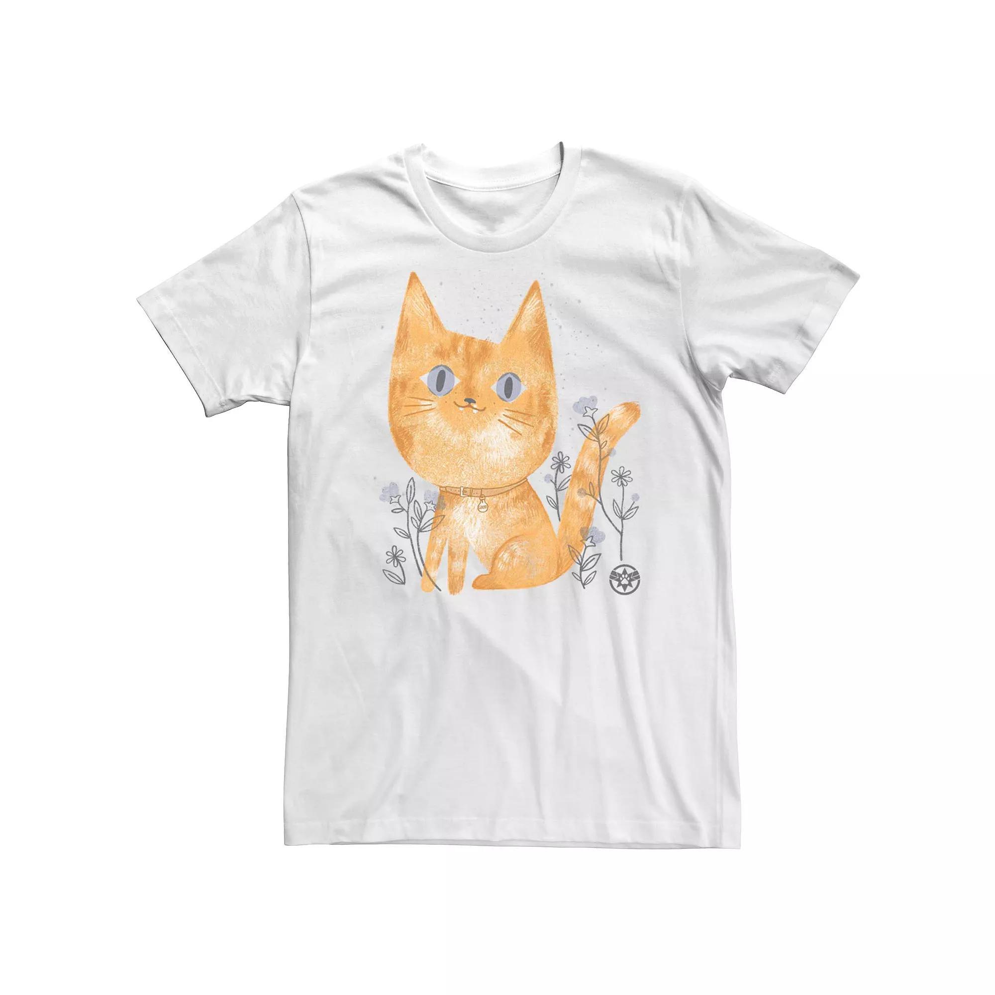 Men's Captain Marvel Goose Cute Sketch Tee, Size: Small, White Product Image
