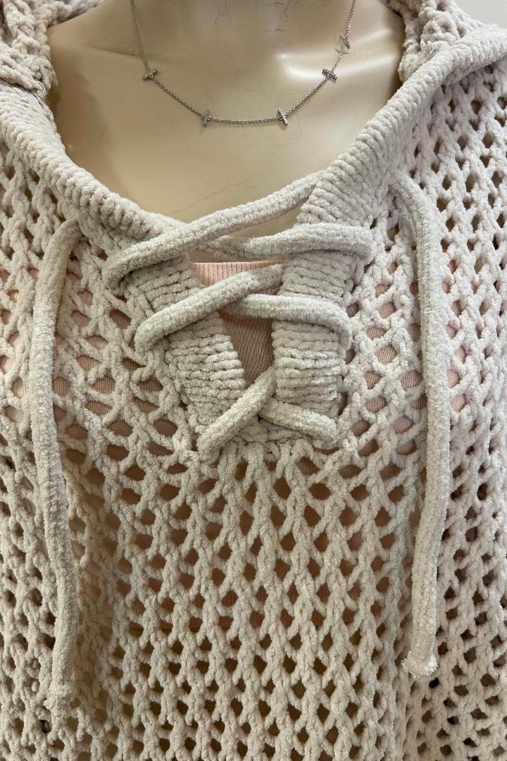 Lace Up Netted Sweater Product Image