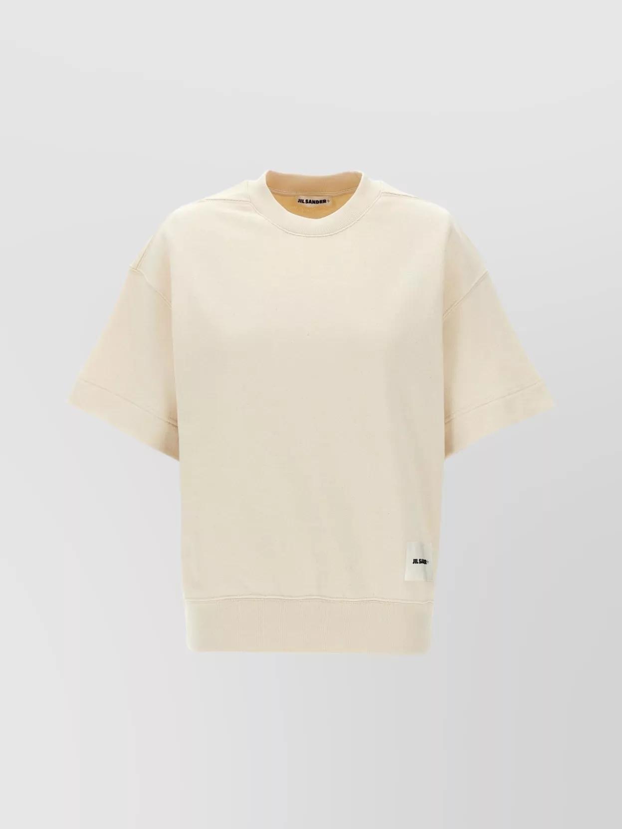 JIL SANDER Logo-patch Short-sleeved T-shirt In Beige Product Image
