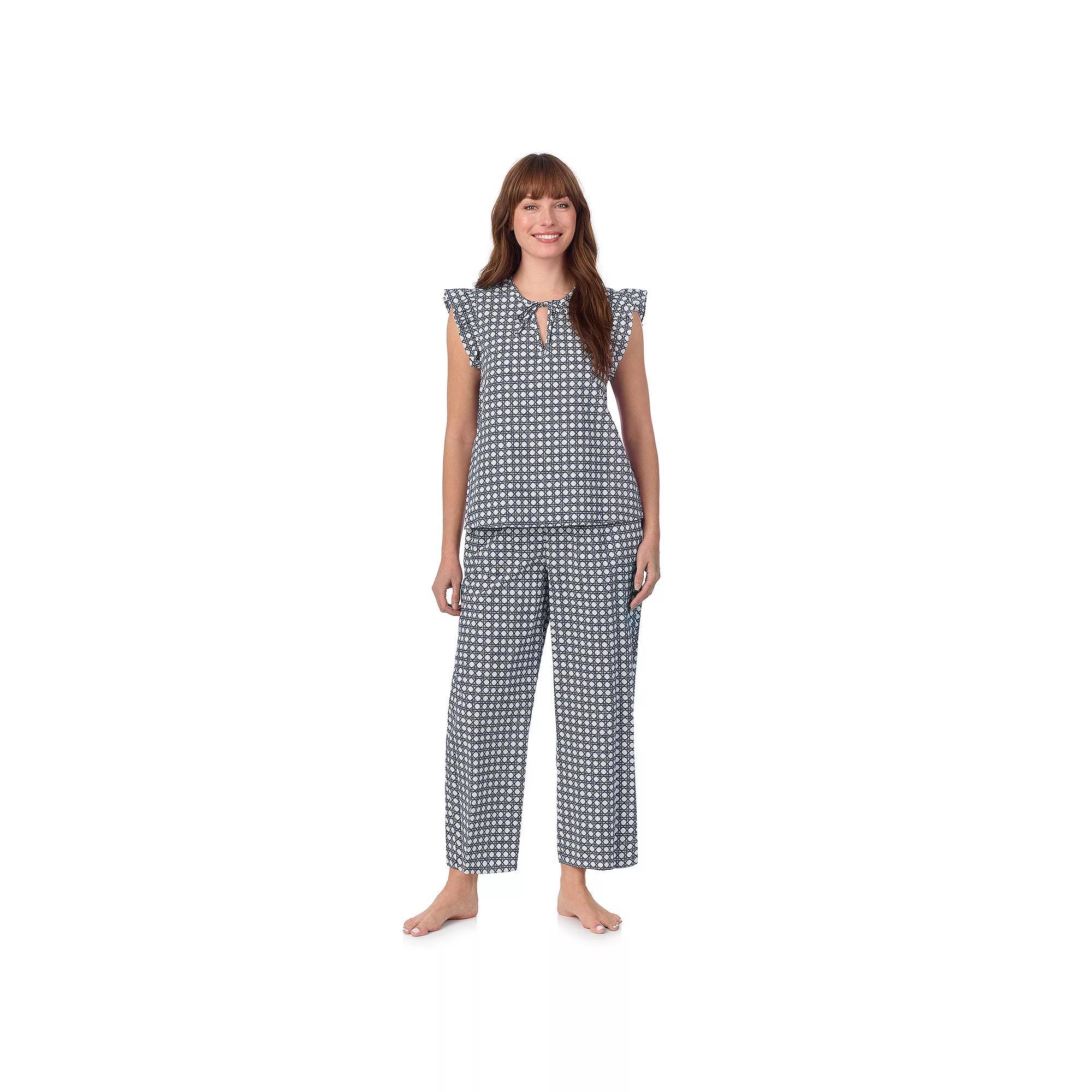 Women's Draper James 2-Piece Woven Pajama Tank Top & Pajama Pants Set, Size: XS, Blue Wicker Product Image