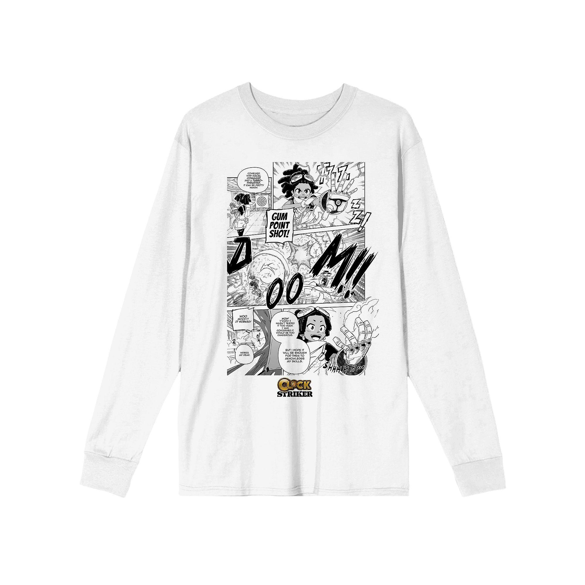 Men's Clock Striker Manga Page Gum Long Sleeve, Size: Large, White Product Image