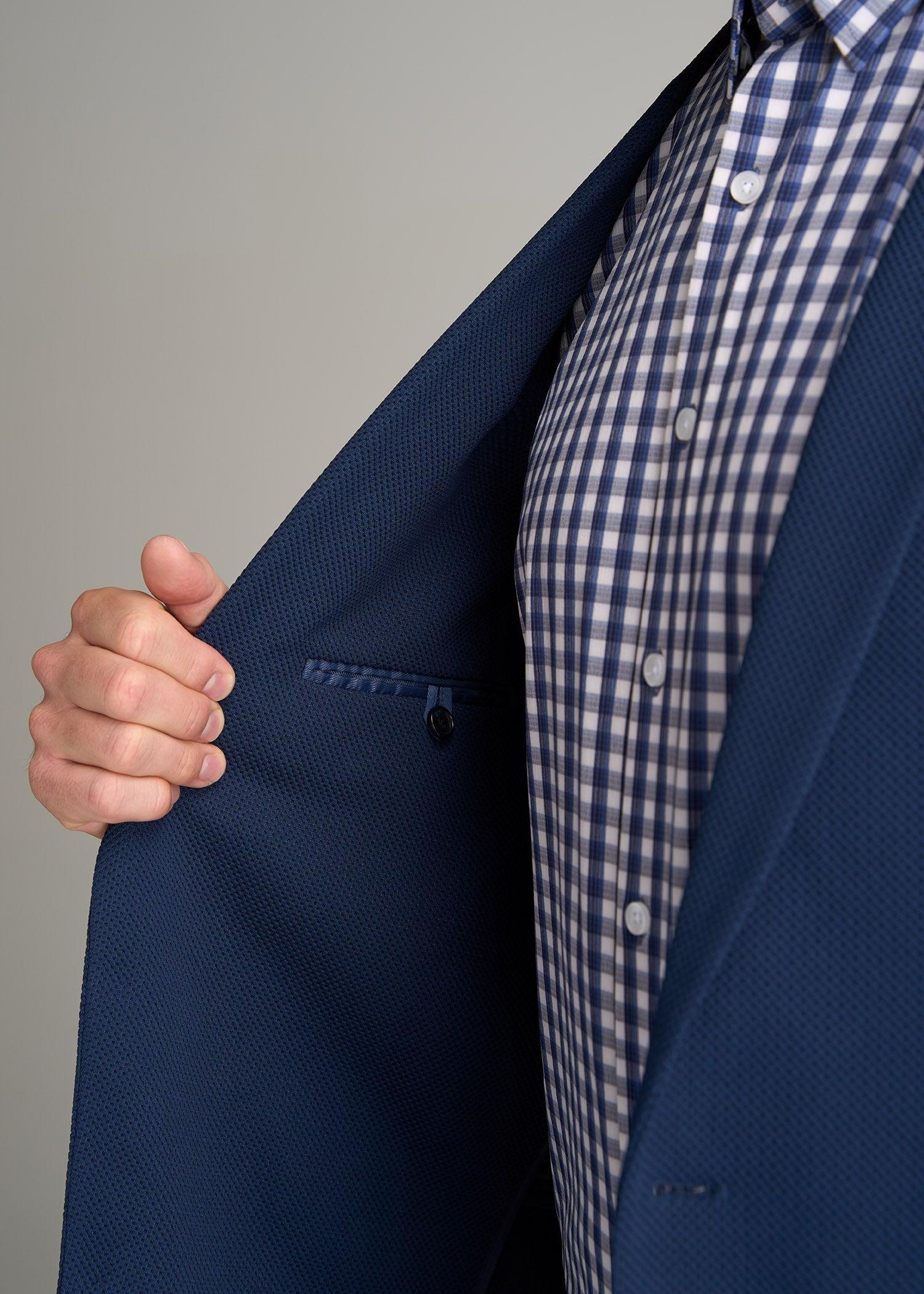 Textured Blazer for Tall Men in Navy Blue Product Image