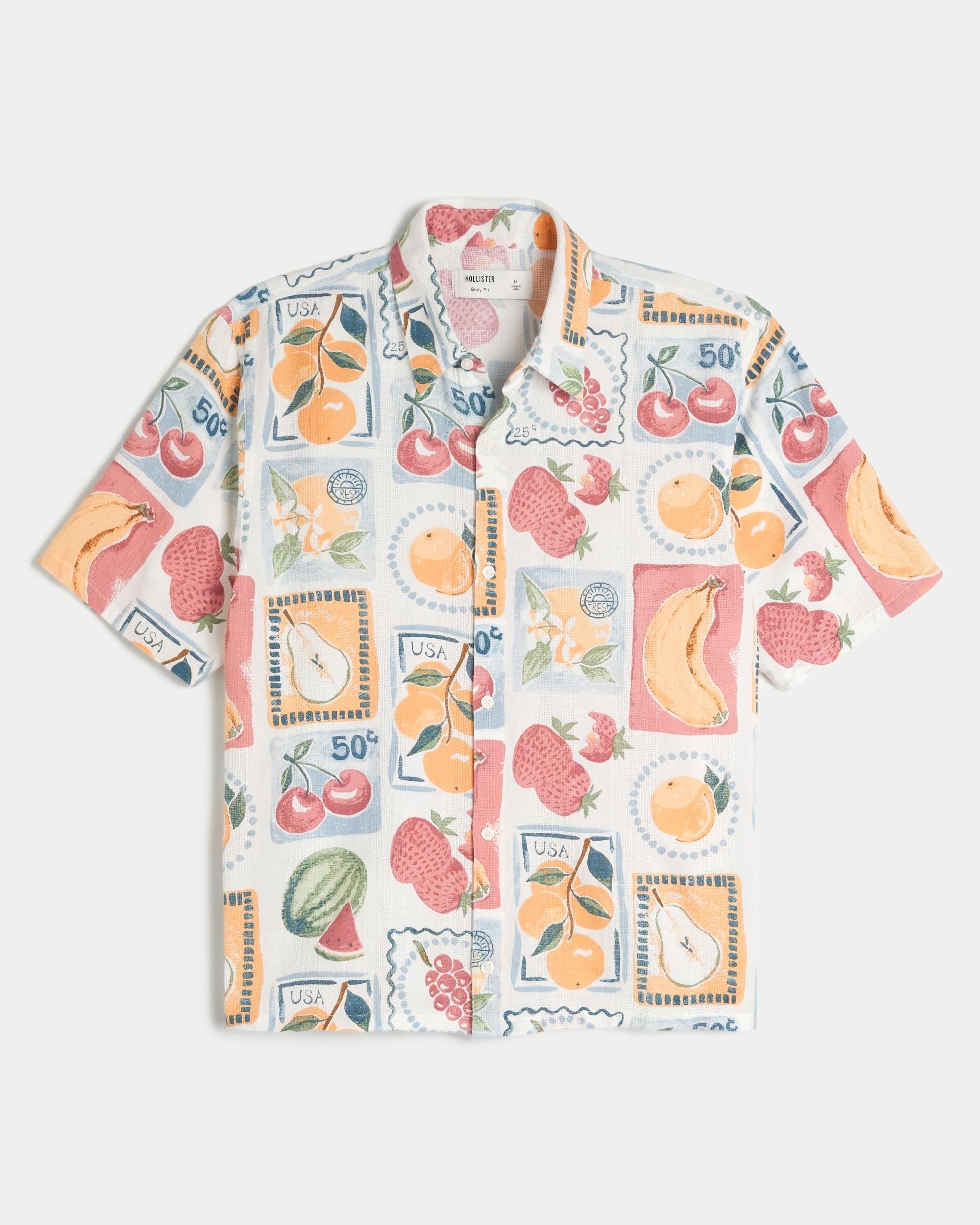 Boxy Short-Sleeve Pattern Shirt Product Image