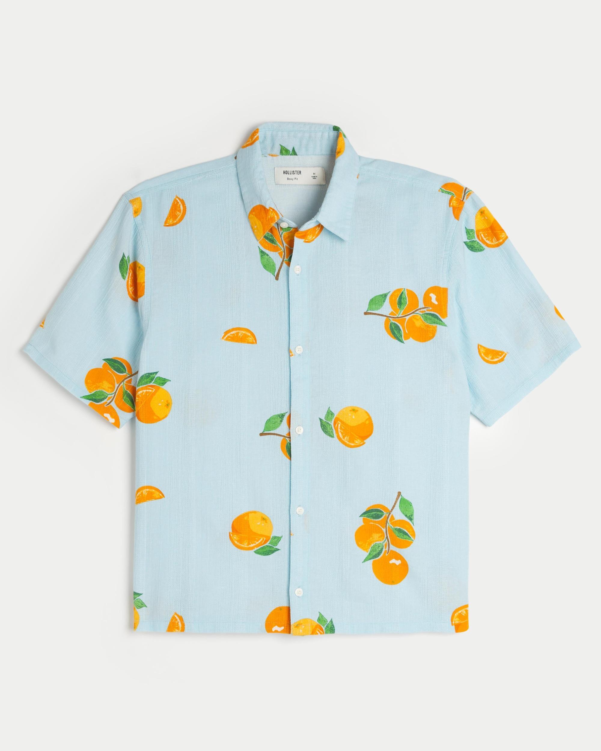 Boxy Short-Sleeve Pattern Shirt Product Image