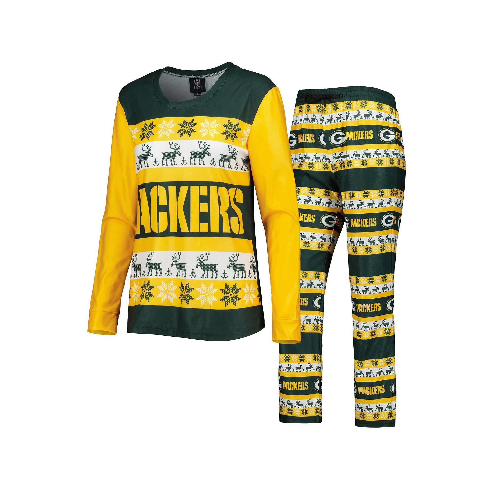 Womens FOCO Bay Packers Holiday Ugly Pajama Set Product Image