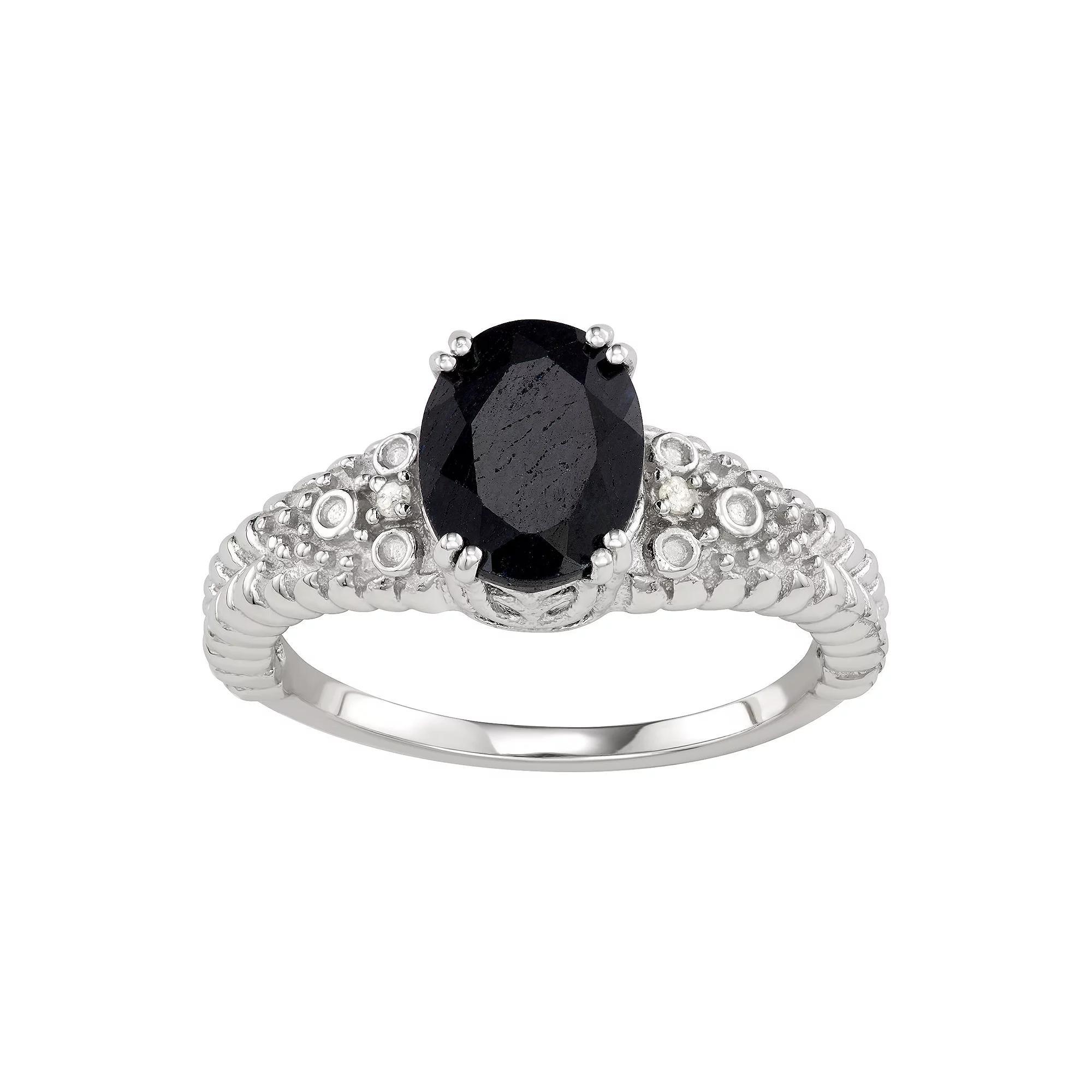 Jewelexcess Sterling Silver Sapphire & Diamond Accent Ring, Women's, Size: 7 Product Image