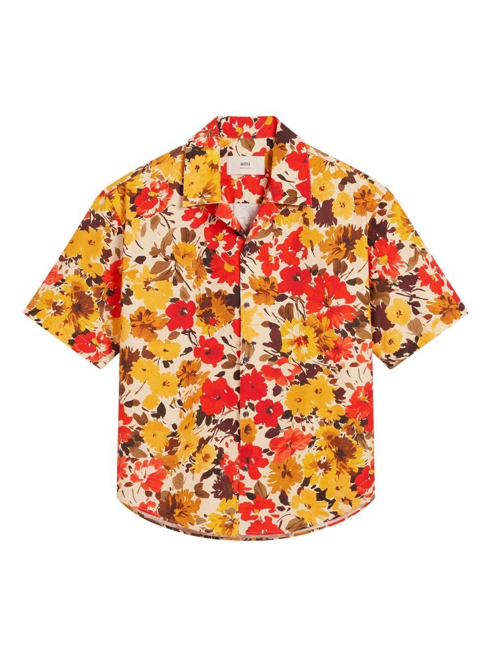 cotton floral-print shirt Product Image
