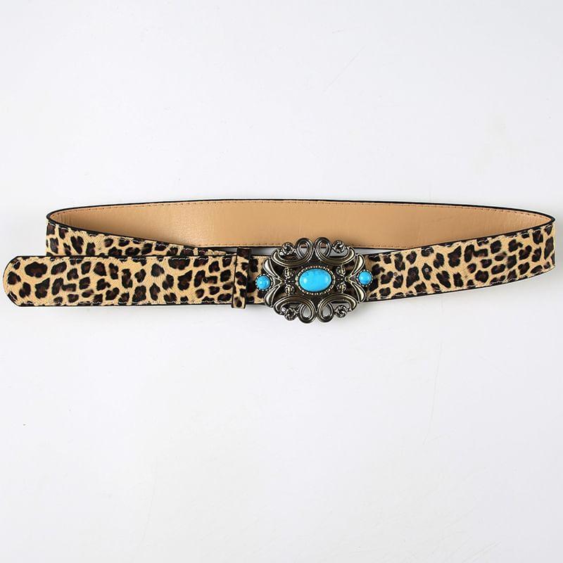 Buckled Leopard Print PU Belt Product Image