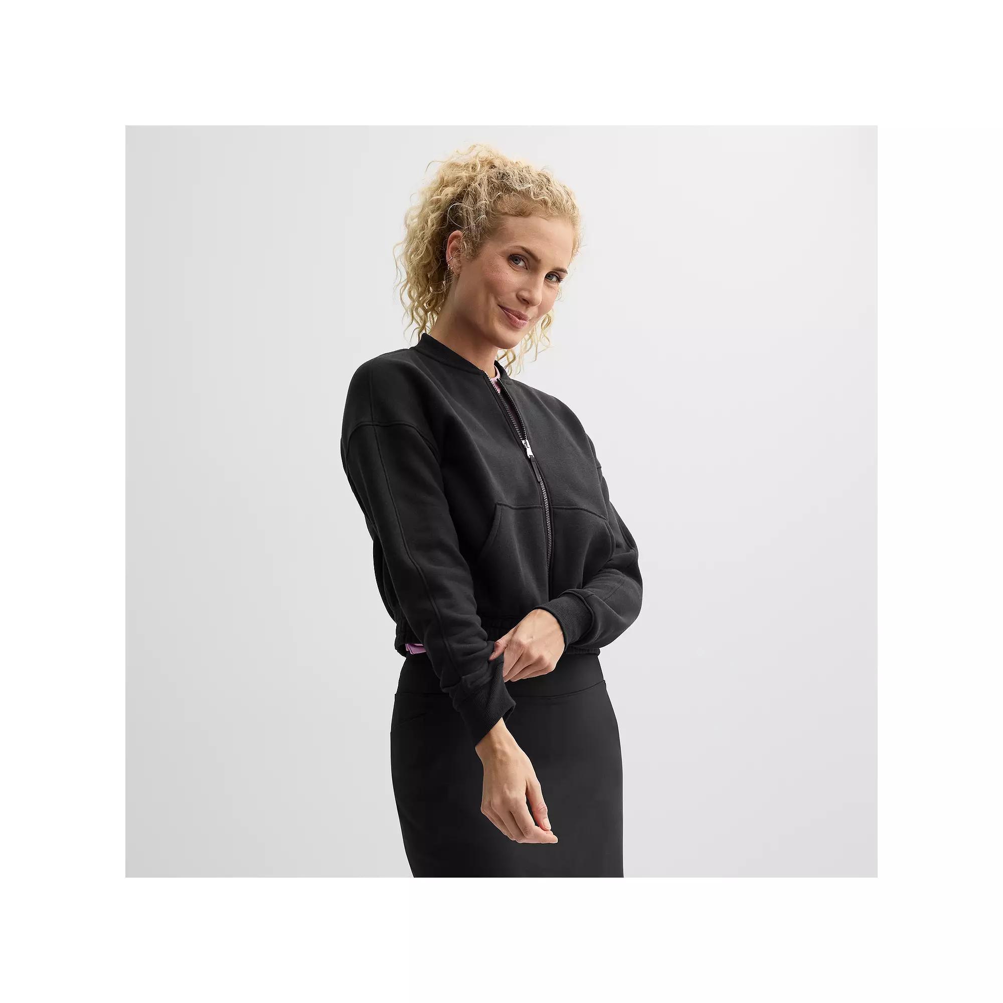 Women's Tek Gear® Ultrasoft Cropped Bomber Jacket, Size: XL, Mineral Black Product Image