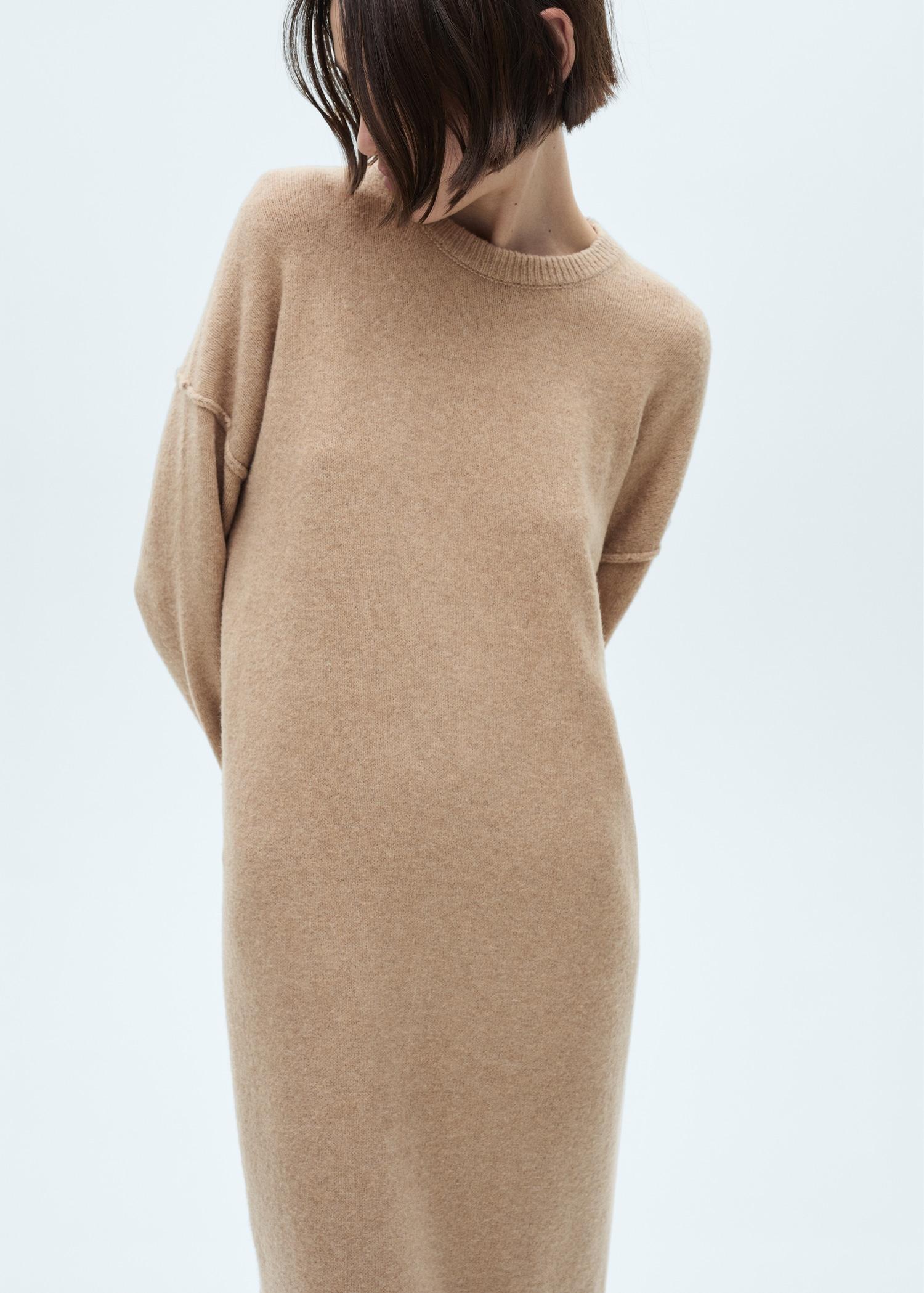Knitted dress with ribbed finishes - Women | MANGO USA Product Image