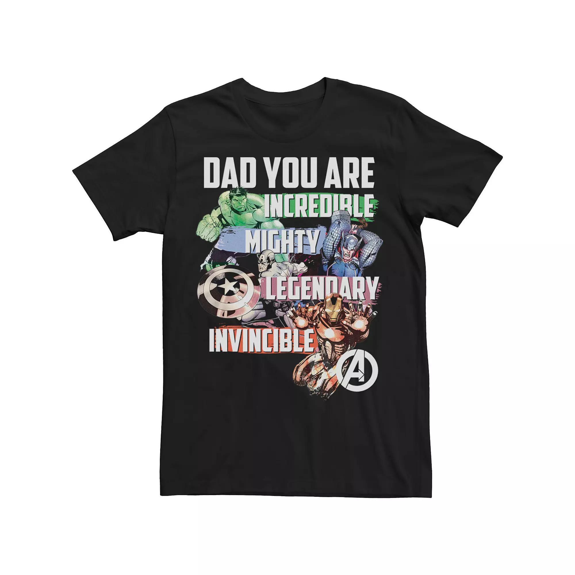 Big & Tall Marvel Avengers Dad You Are Incredible Tee, Men's, Size: Large Tall, Black Product Image