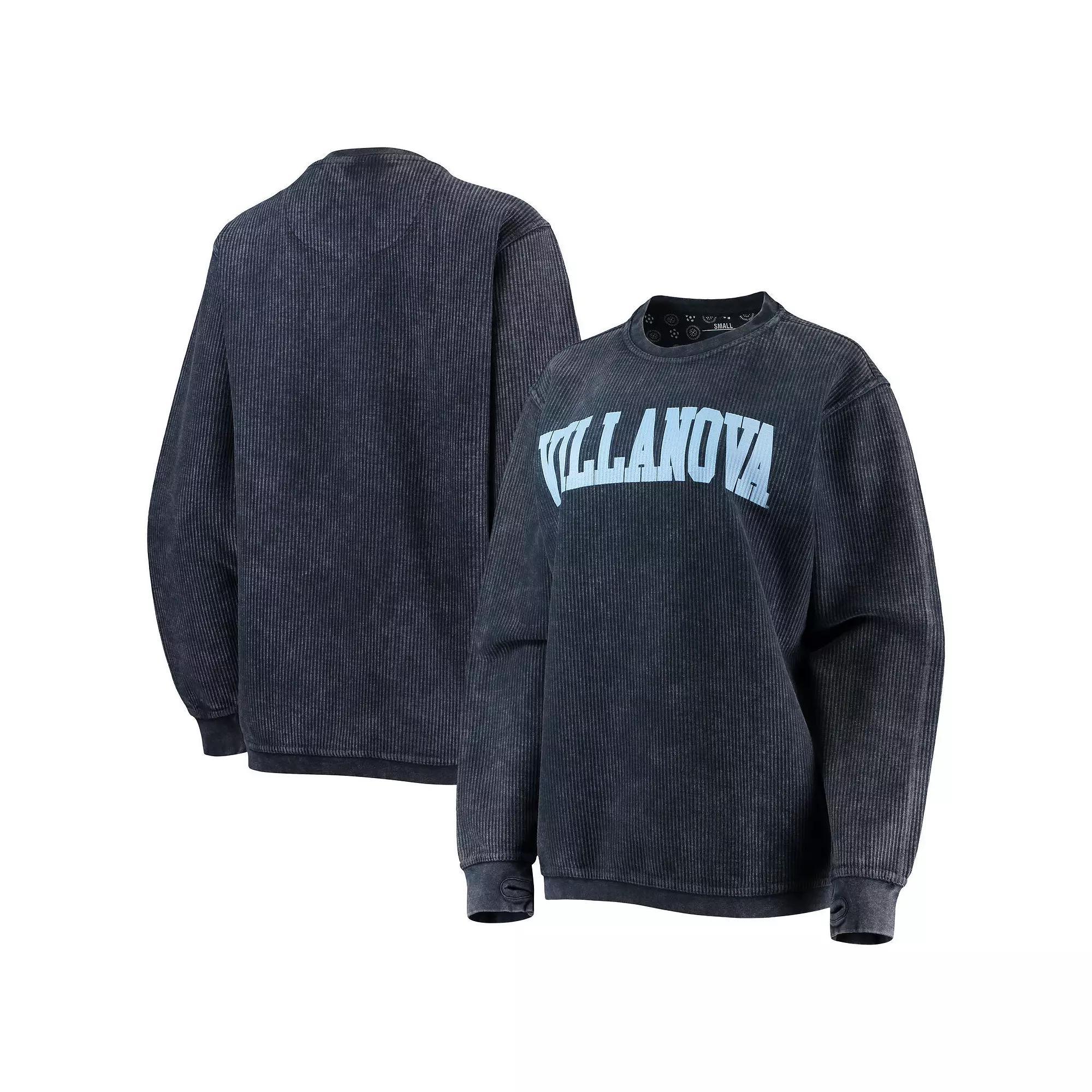 Womens Pressbox Navy Villanova Wildcats Comfy Cord Vintage Wash Basic Arch Pullover Sweatshirt VIL Blue Product Image